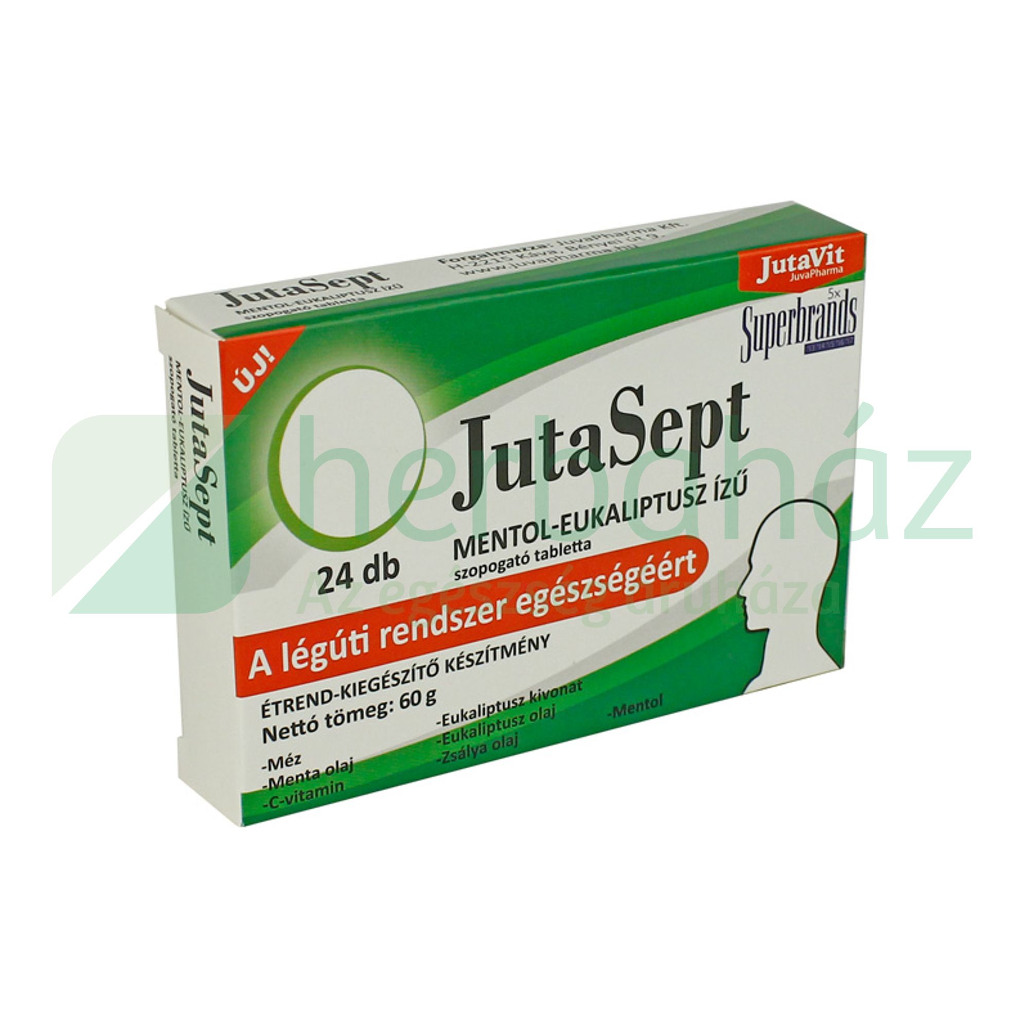 JUTAVIT JUTASEPT MENTOL-EUKALIPTUSZ ÍZŰ SZOPOGATÓ TABLETTA 24DB