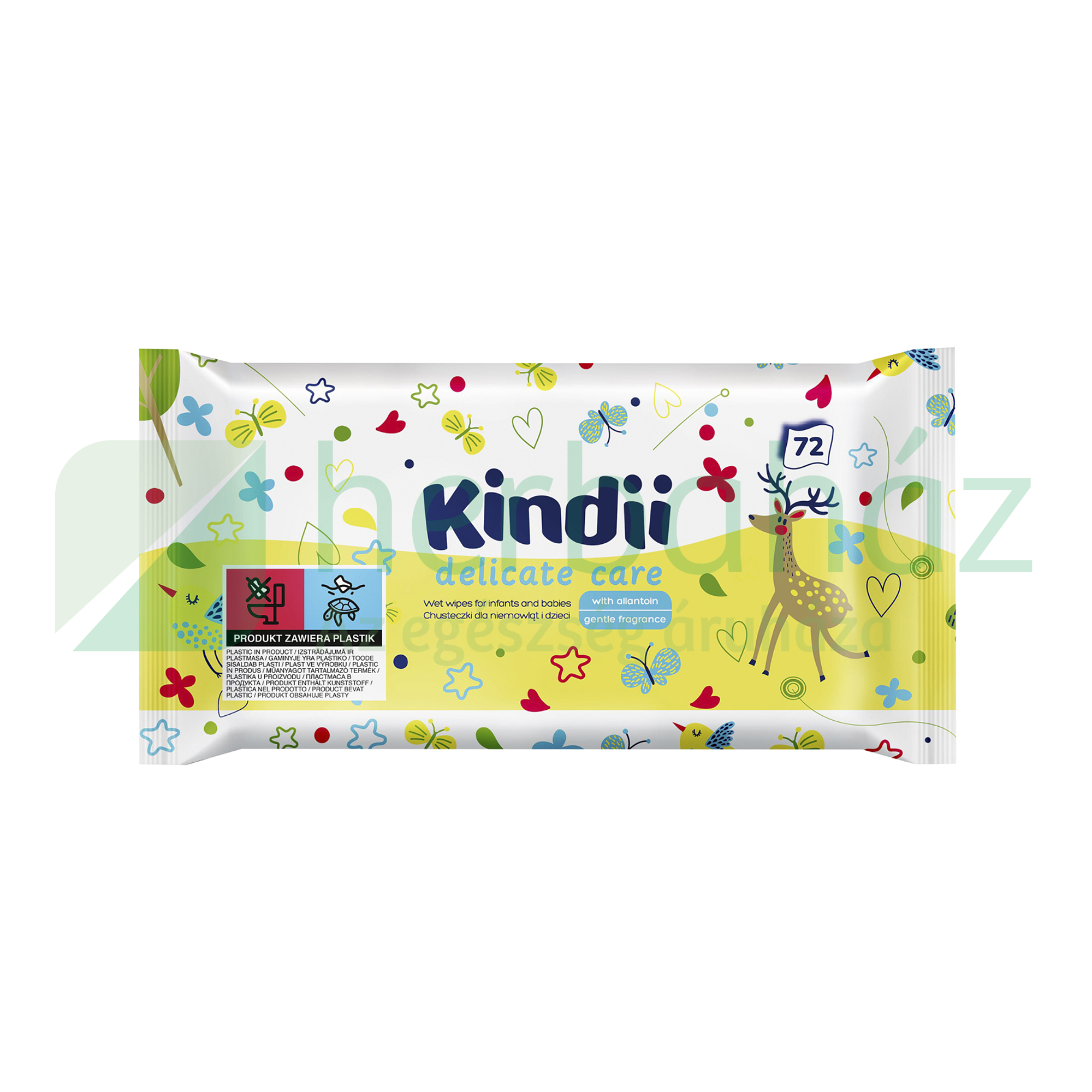 KINDII DELICATE CARE NEDVES BABA TÖRLŐKENDŐ 72DB