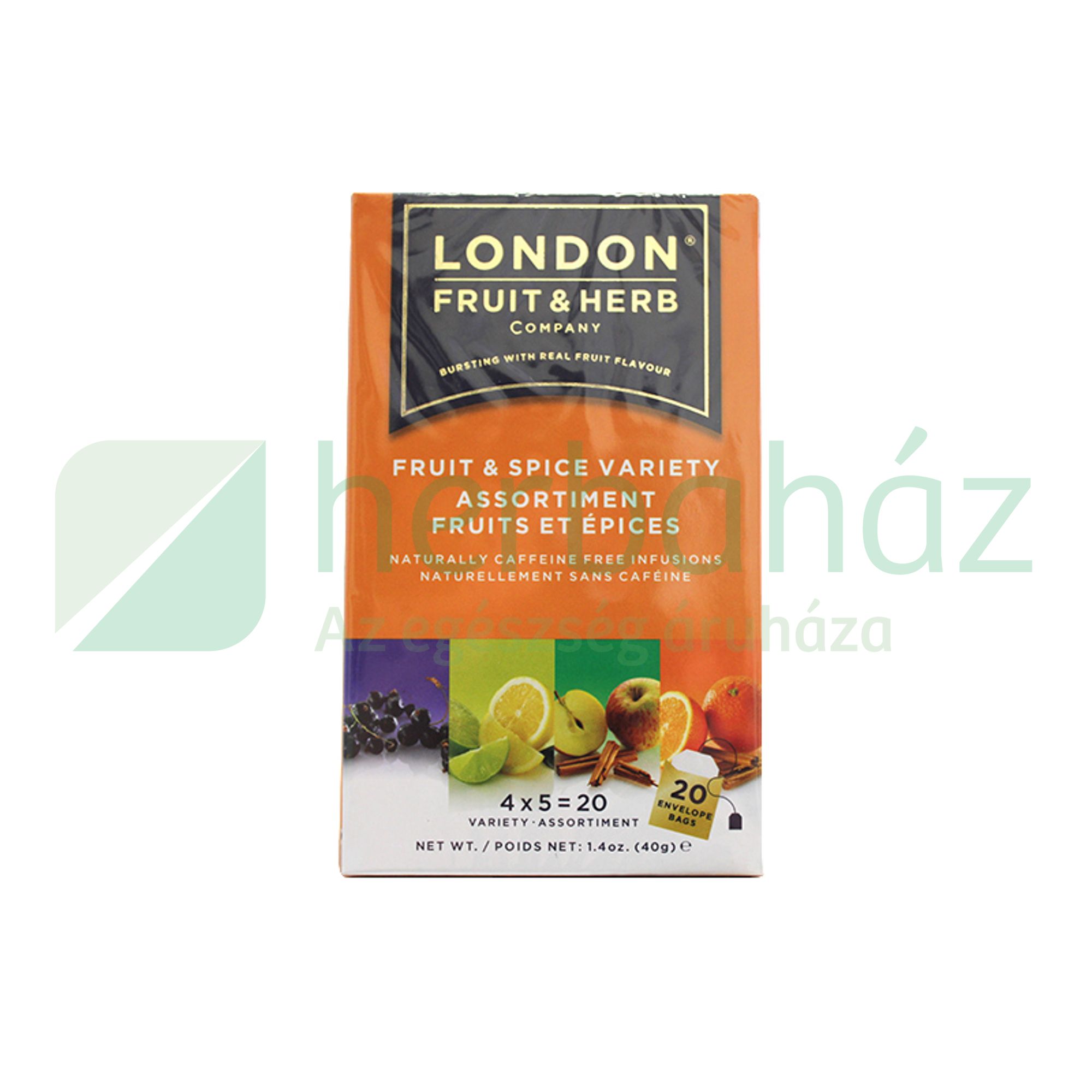 LONDON GYÜMÖLCS FŰSZERES KOFFEINMENTES TEA 20DB