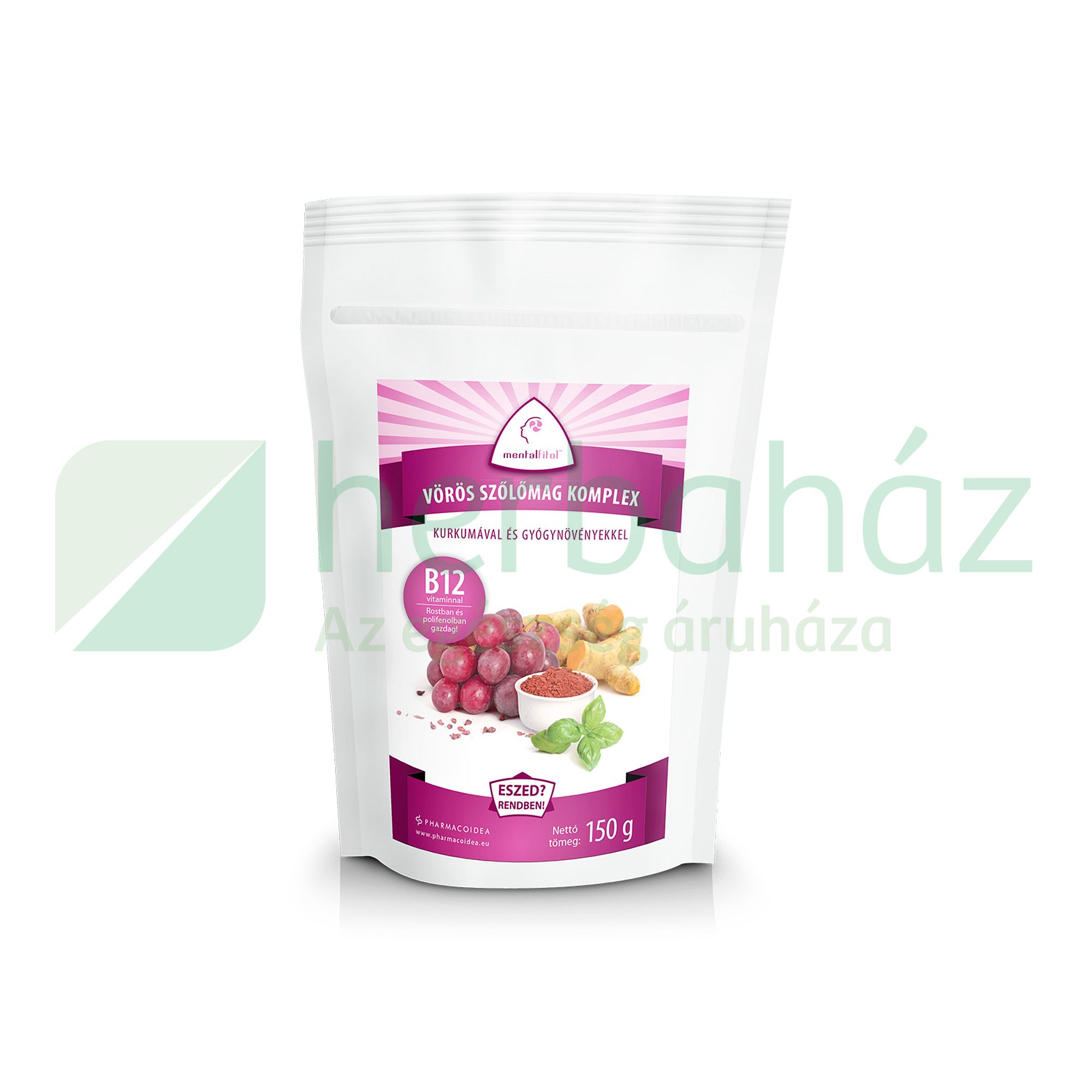 PHARMACOIDEA MENTALFITOL VÖRÖS SZŐLŐMAG KOMPLEX+B12 VITAMIN PORKEVERÉK 150G