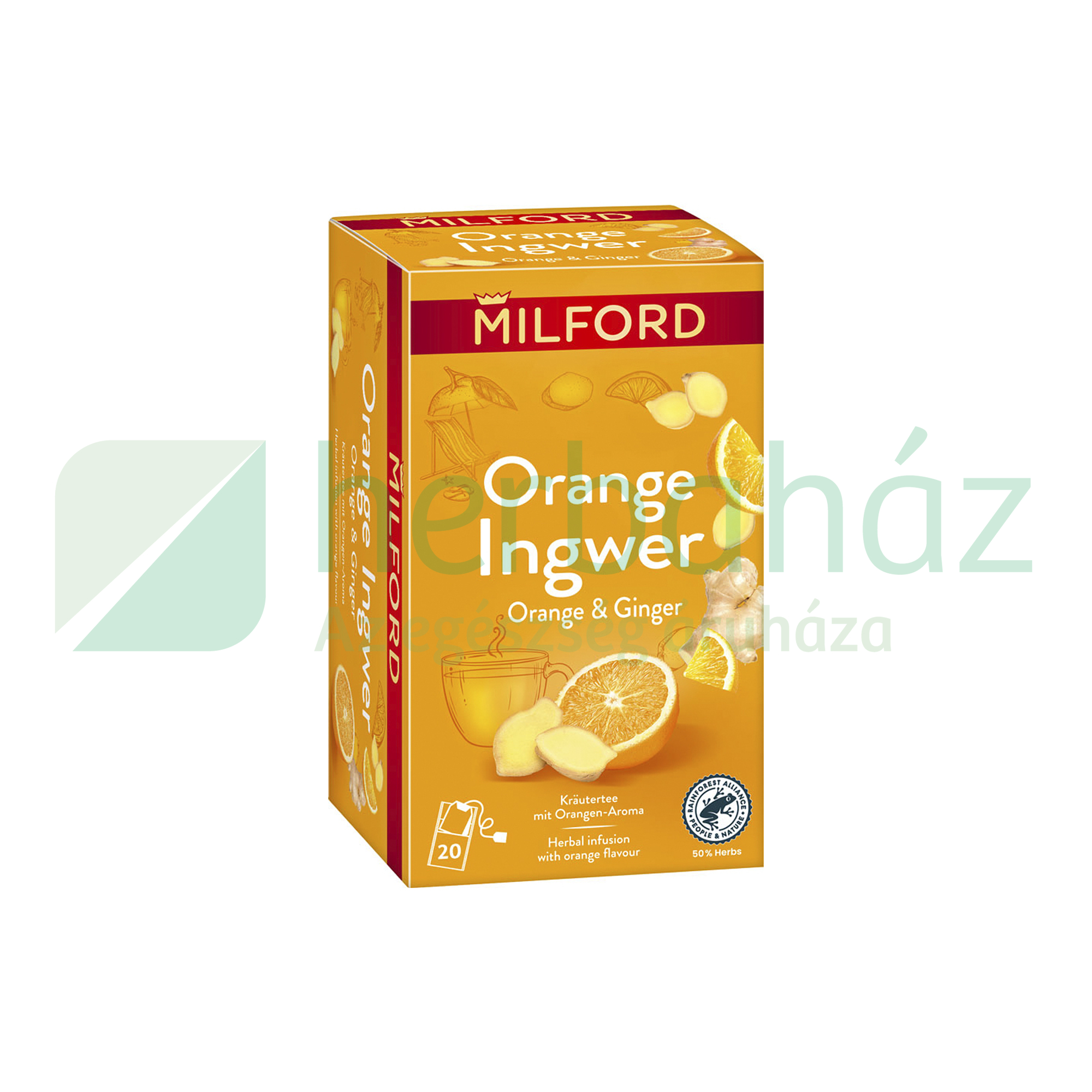 MILFORD GYÓGYNÖVÉNYES TEA NARANCS-GYÖMBÉR FILTERES 20DB