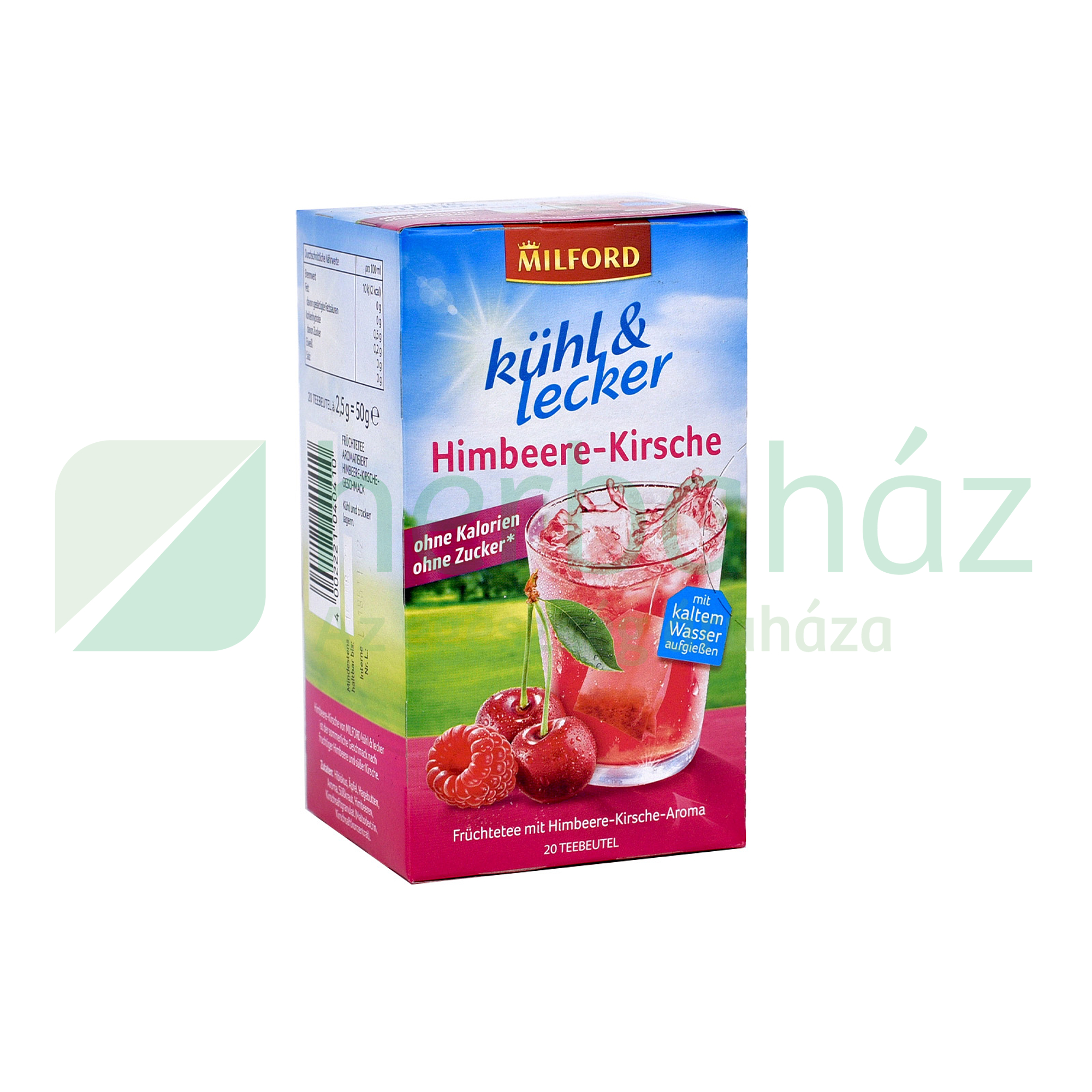 MILFORD KÜHL-LECKER MÁLNA ÉS CSERESZNYE ÍZŰ HIDEGEN ELKÉSZÍTHETŐ GYÜMÖLCSTEA 20DB