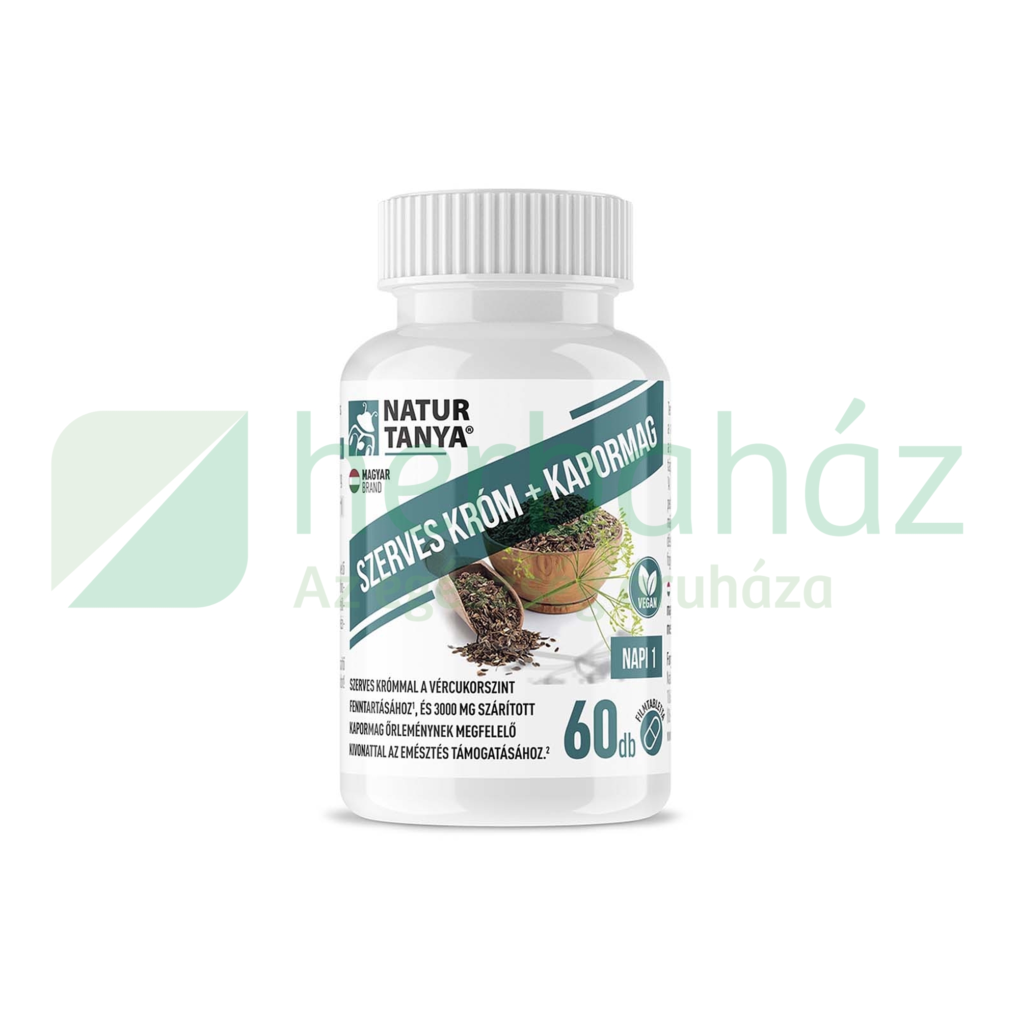 NATUR TANYA SZERVES KRÓM + KAPORMAG TABLETTA 60DB