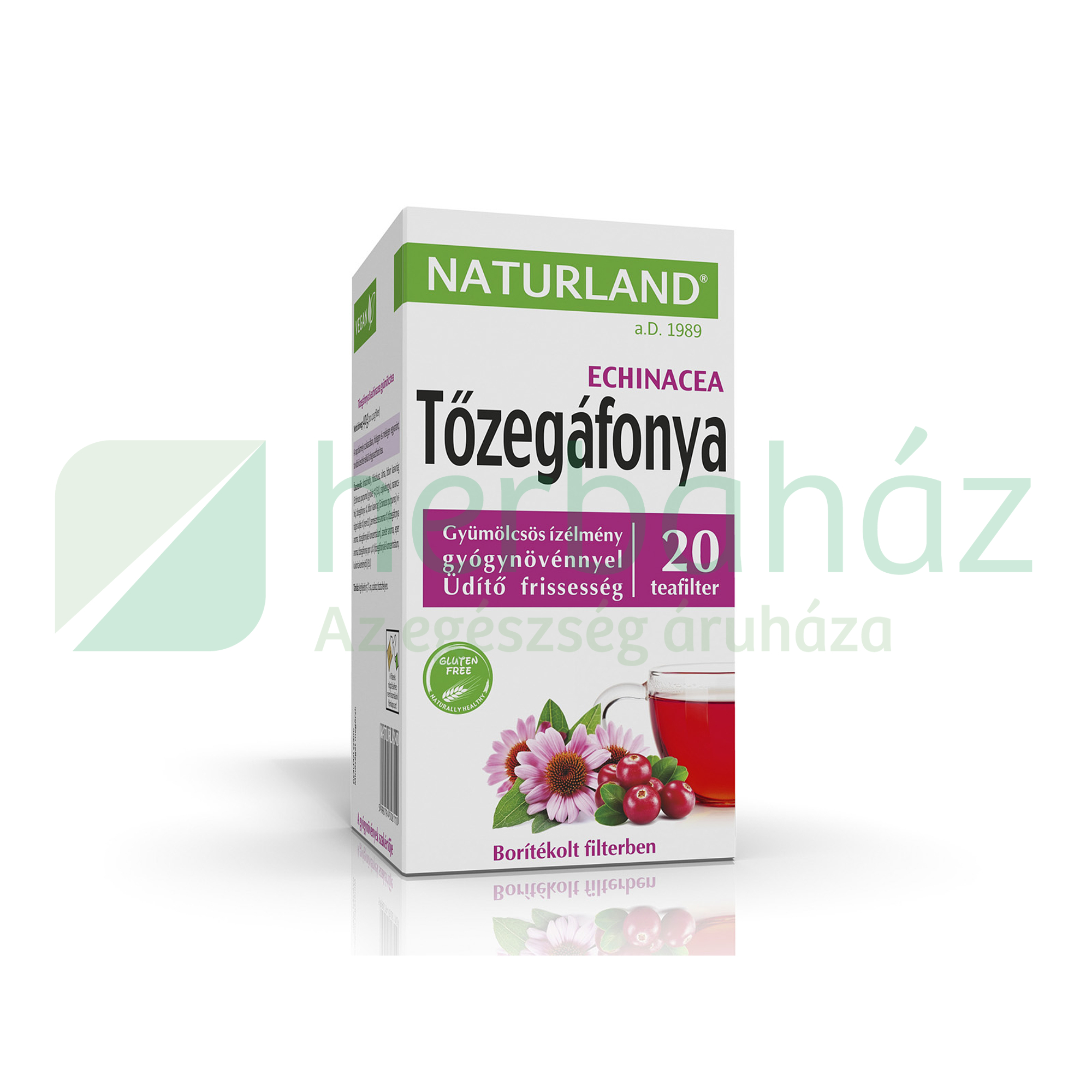 NATURLAND GYÜMÖLCSTEA TŐZEGÁFONYA-ECHINACEA FILTERES 20X2G