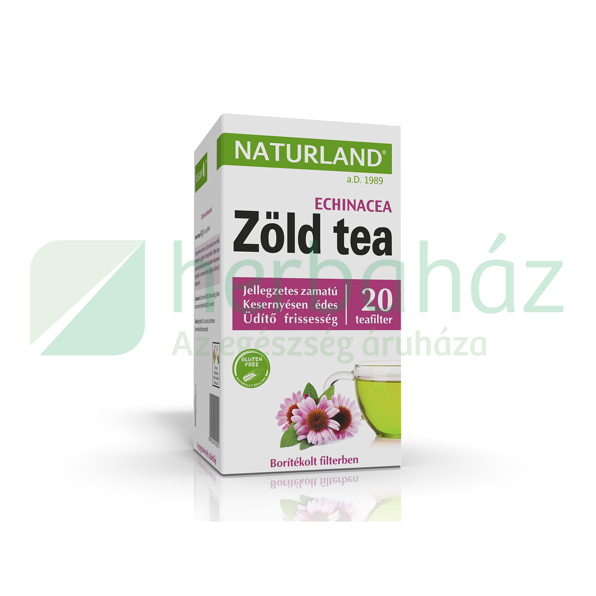 NATURLAND TEA ZÖLD TEA ECHINÁCEÁVAL FILTERES 20DB