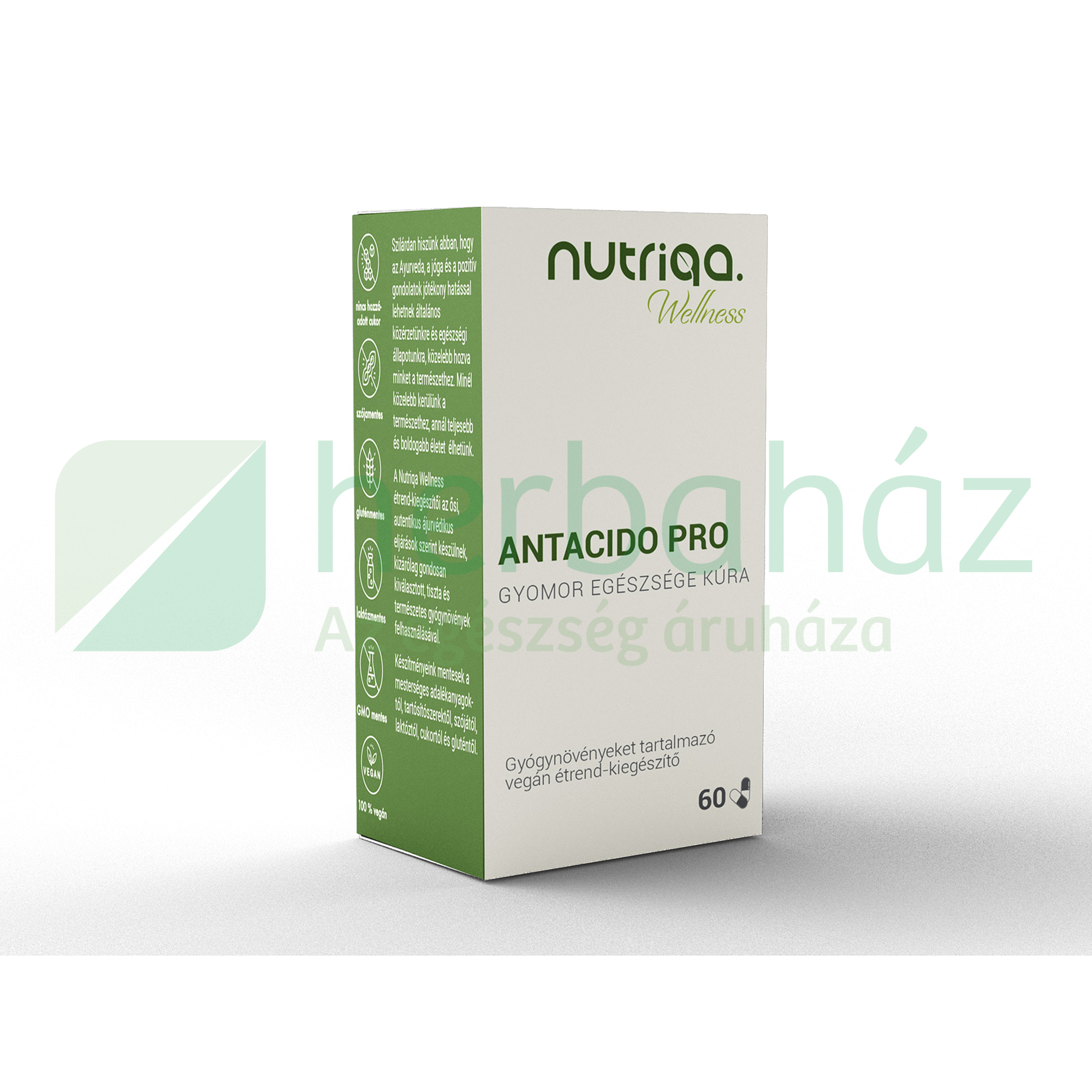 NUTRIQA ANTACIDO PRO - GYOMOR EGÉSZSÉGE KÚRA GYÓGYNÖVÉNYES KAPSZULA 60DB