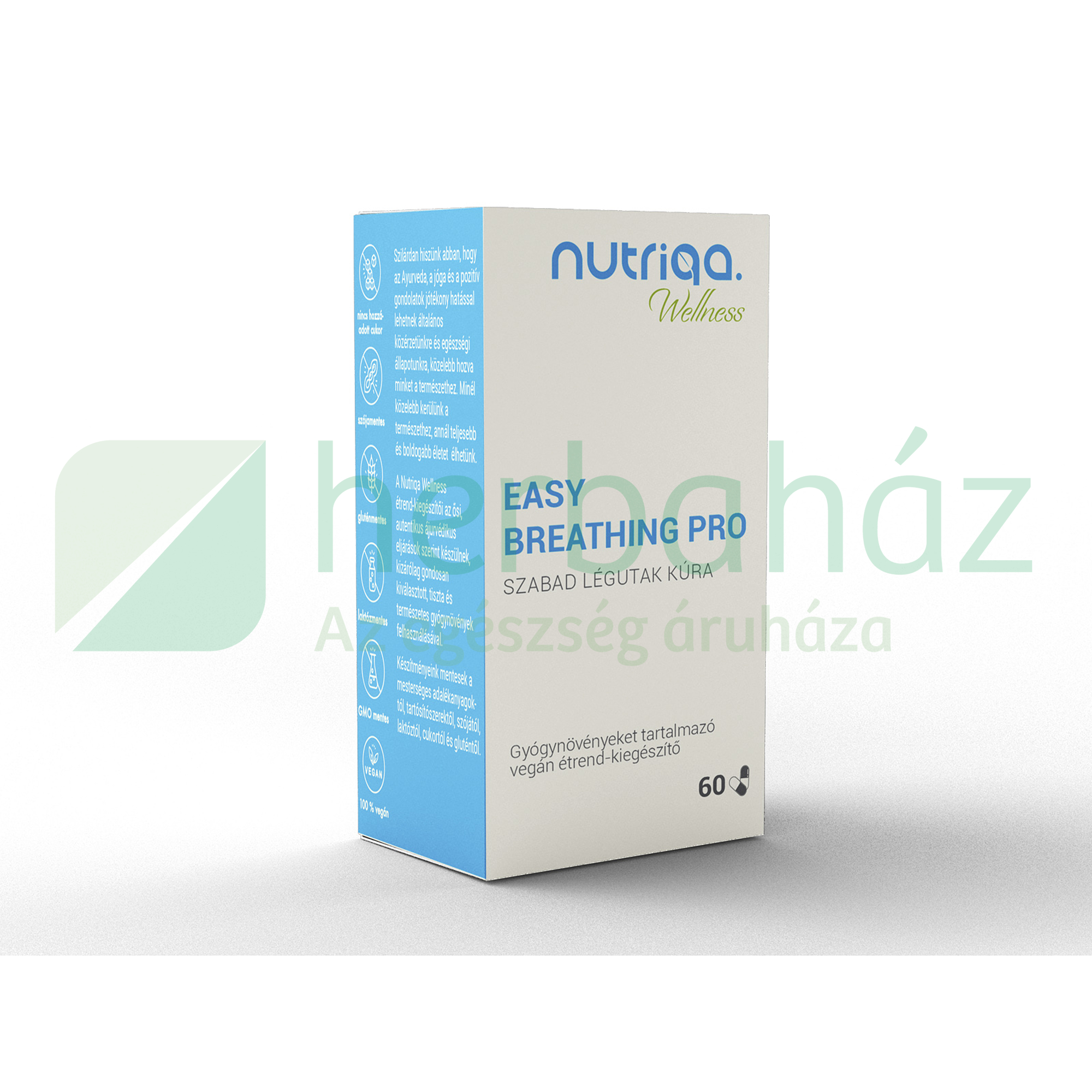 NUTRIQA EASY BREATHING PRO - SZABAD LÉGUTAK KÚRA GYÓGYNÖVÉNYES KAPSZULA 60DB