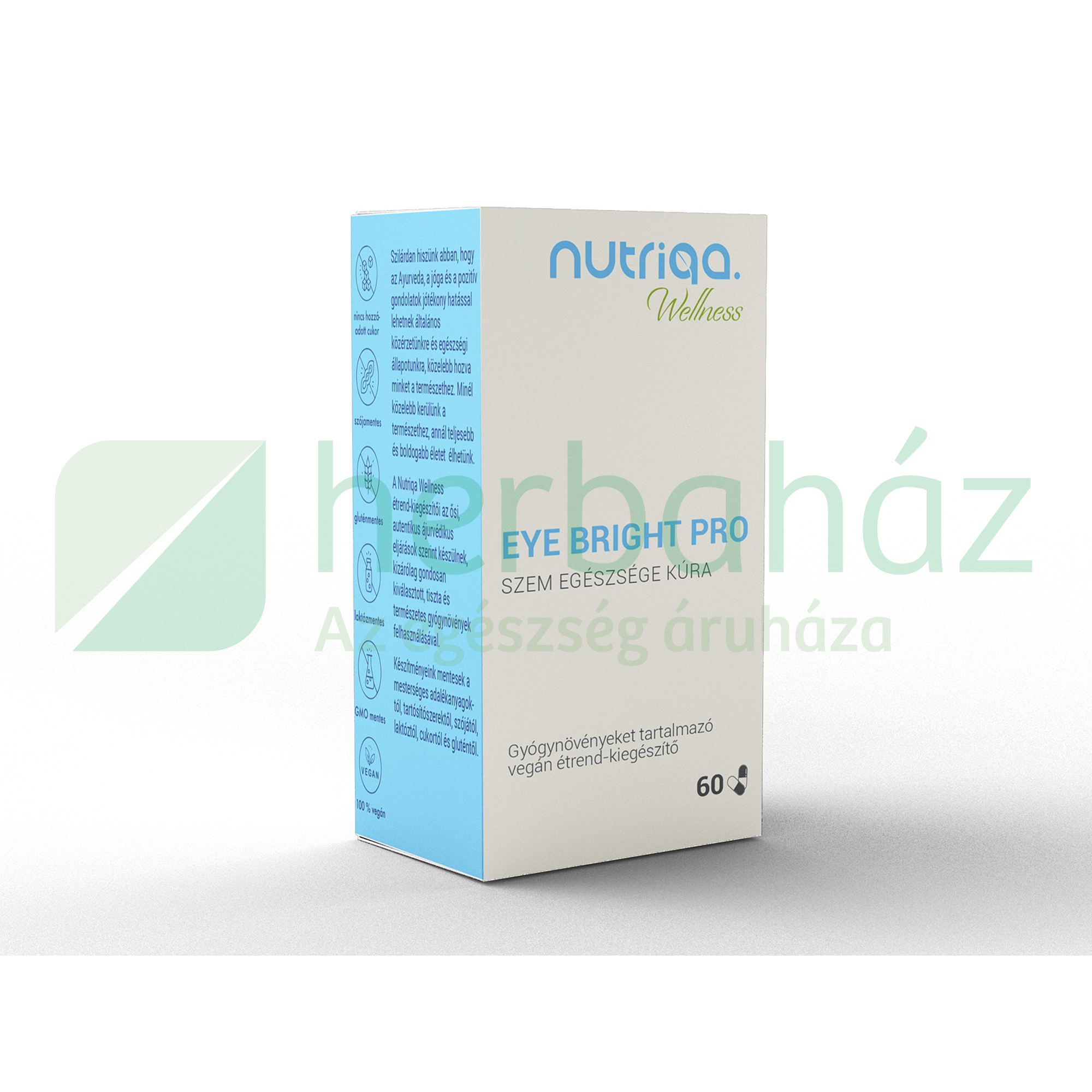 NUTRIQA EYE BRIGHT PRO - SZEM EGÉSZSÉGE KÚRA GYÓGYNÖVÉNYES KAPSZULA 60DB