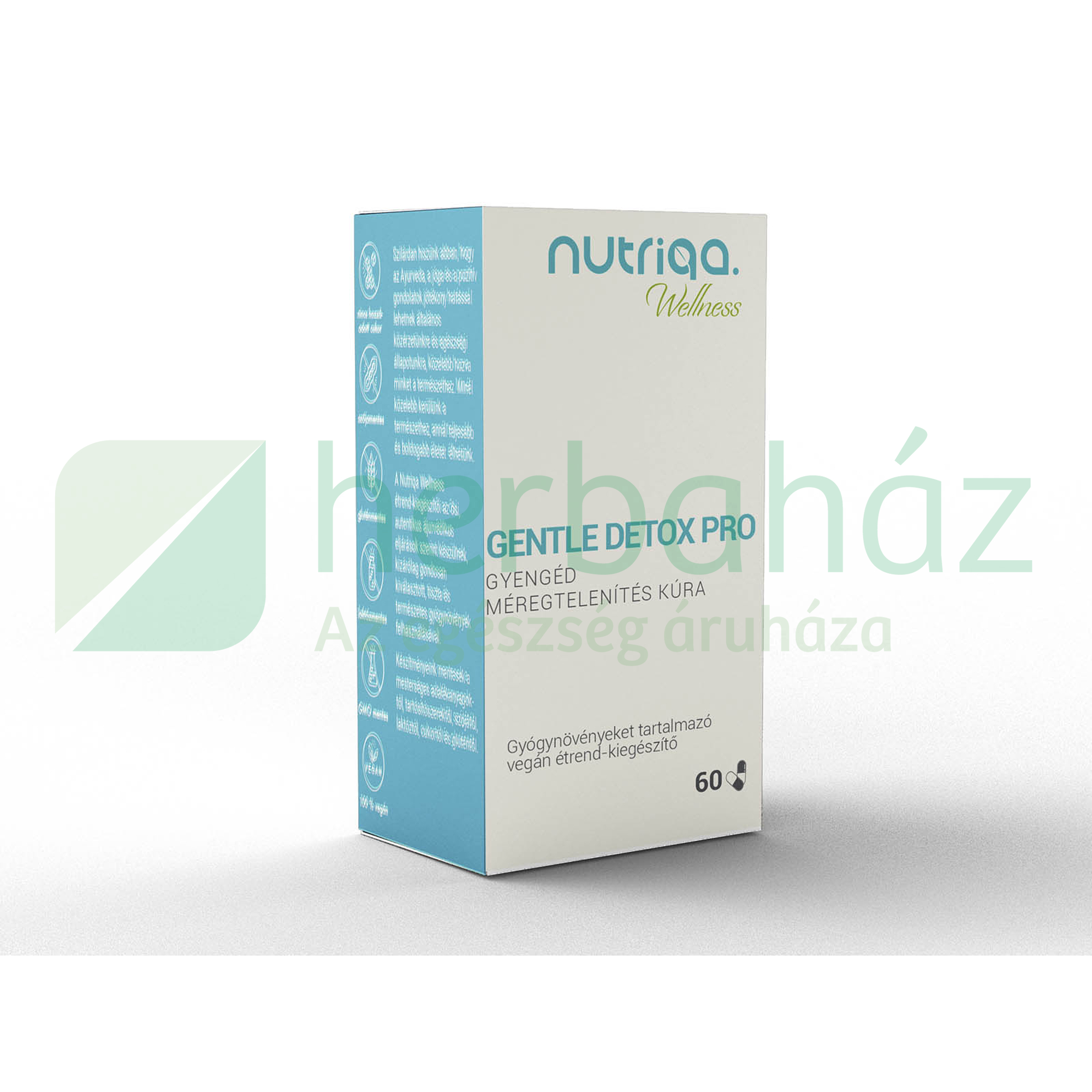 NUTRIQA GENTLE DETOX PRO - GYENGÉD MÉREGTELENÍTÉS KÚRA GYÓGYNÖVÉNYES KAPSZULA 60DB