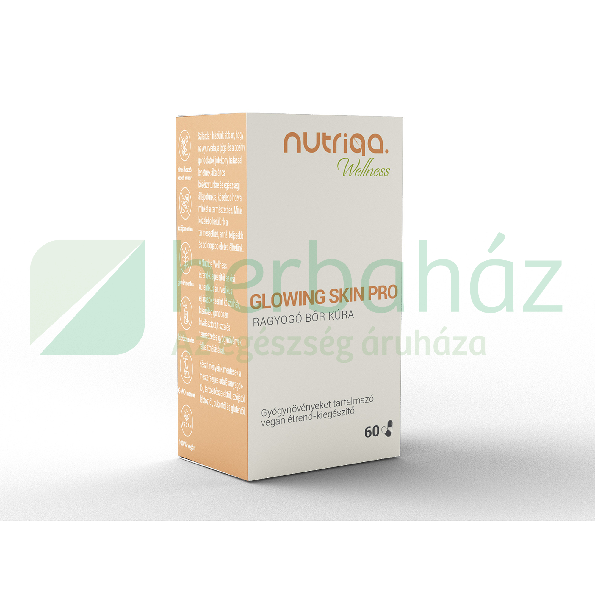 NUTRIQA GLOWING SKIN PRO - RAGYOGÓ BŐR KÚRA GYÓGYNÖVÉNYES KAPSZULA 60DB
