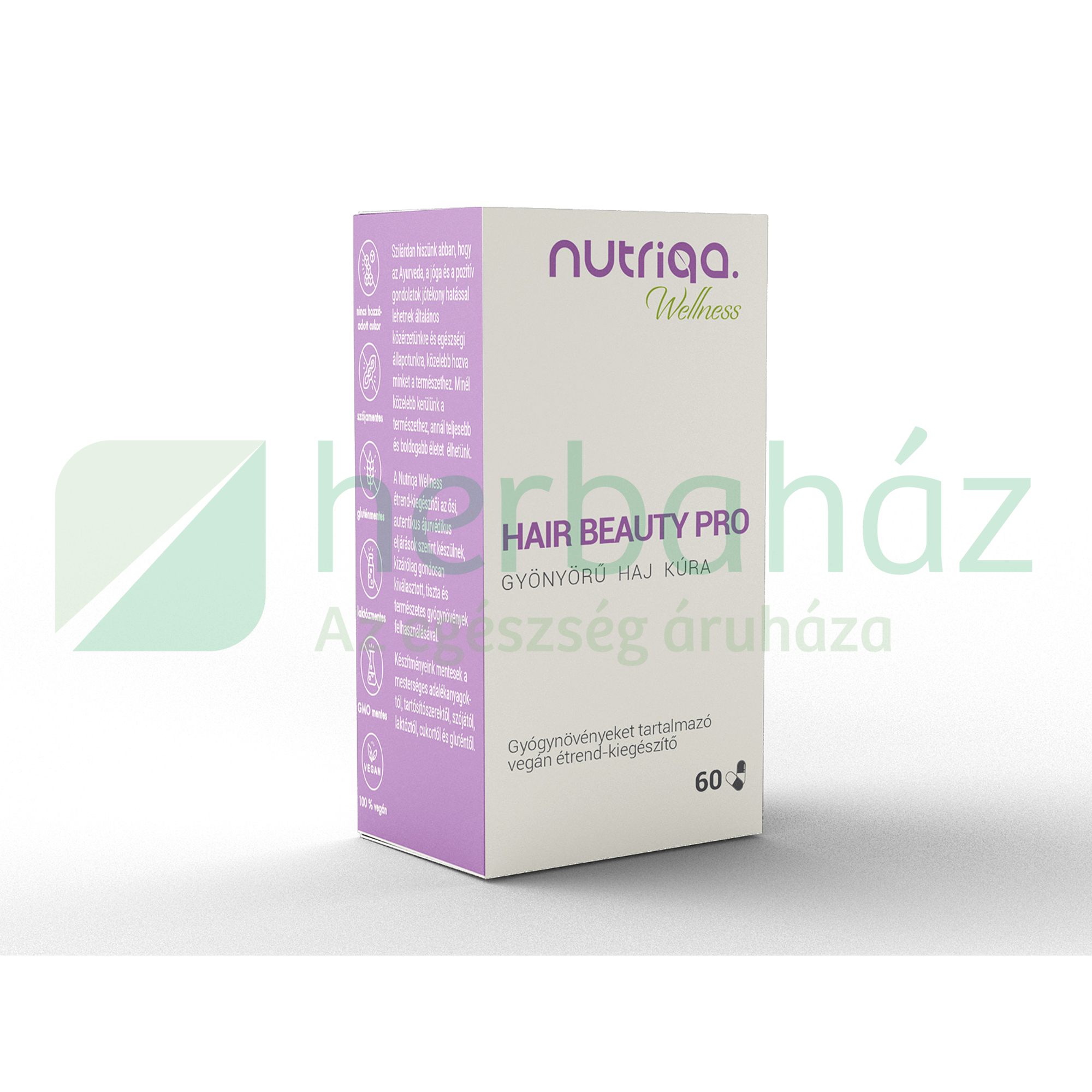 NUTRIQA HAIR BEAUTY PRO - GYÖNYÖRŰ HAJ KÚRA GYÓGYNÖVÉNYES KAPSZULA 60DB