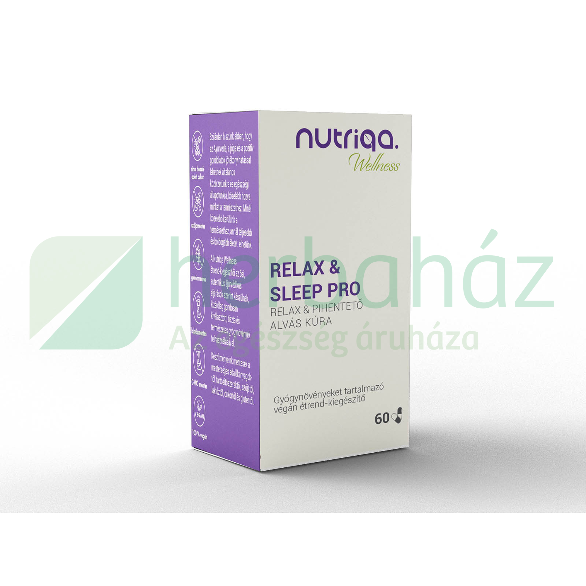 NUTRIQA RELAX-SLEEP PRO - RELAX ÉS PIHENTETŐ ALVÁS KÚRA GYÓGYNÖVÉNYES KAPSZULA 60DB