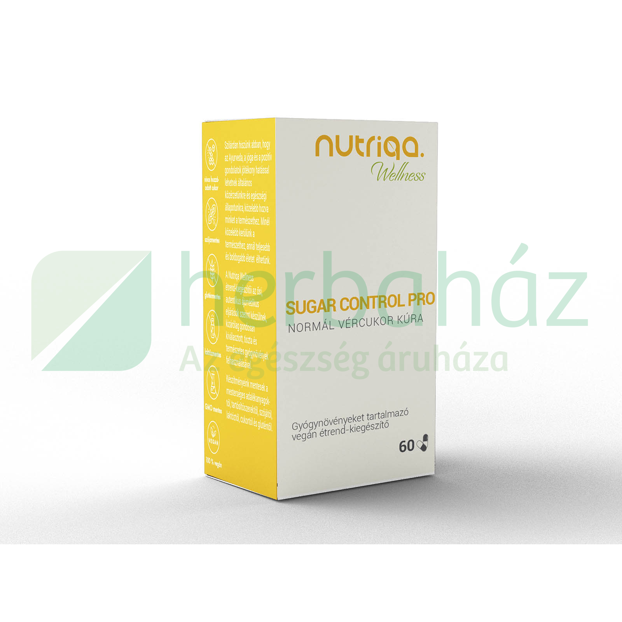 NUTRIQA SUGAR CONTROL PRO - NORMÁL VÉRCUKOR KÚRA GYÓGYNÖVÉNYES KAPSZULA 60DB