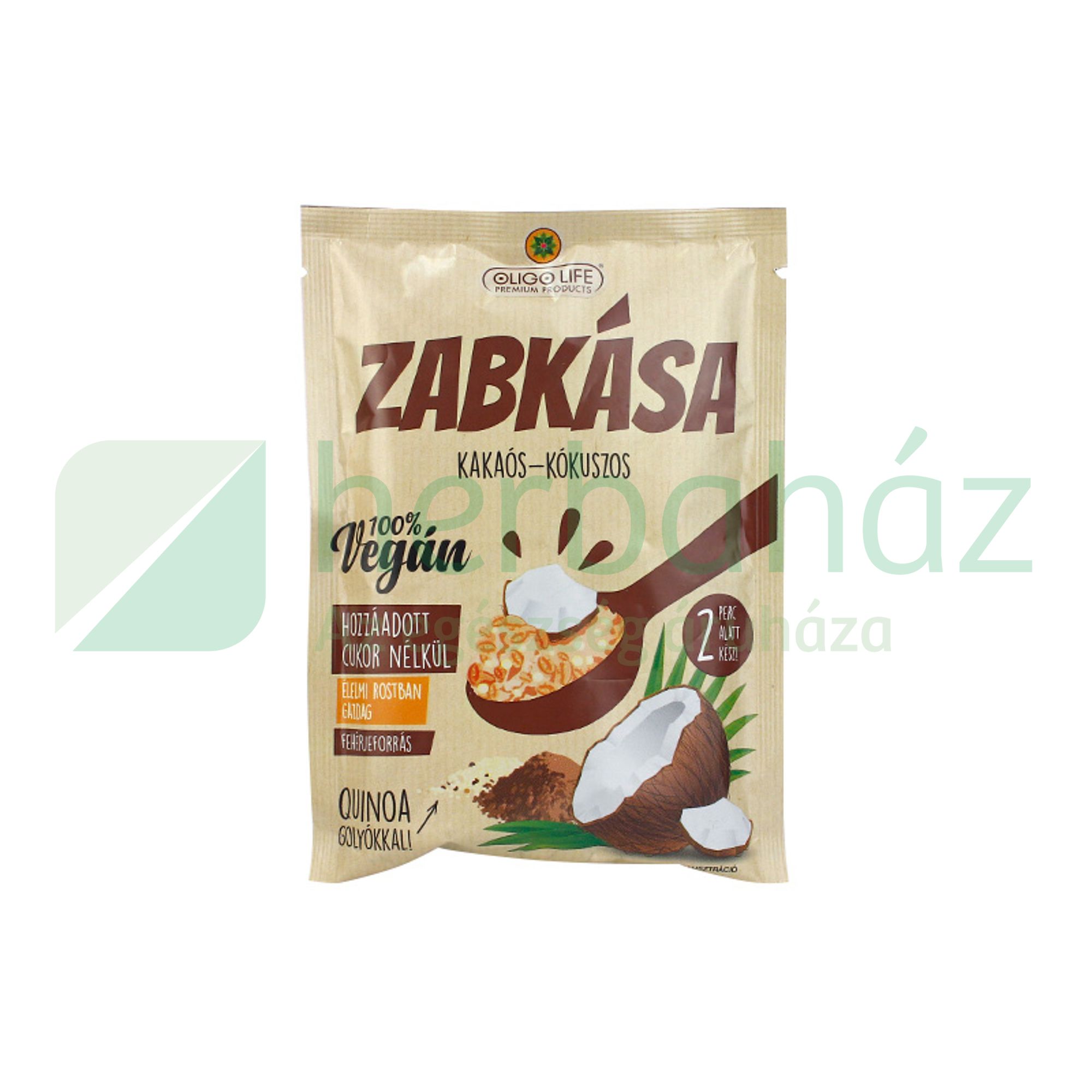 OLIGO LIFE KAKAÓS KÓKUSZ ÍZŰ ZABKÁSA ÉDESÍTŐSZEREKKEL 65G