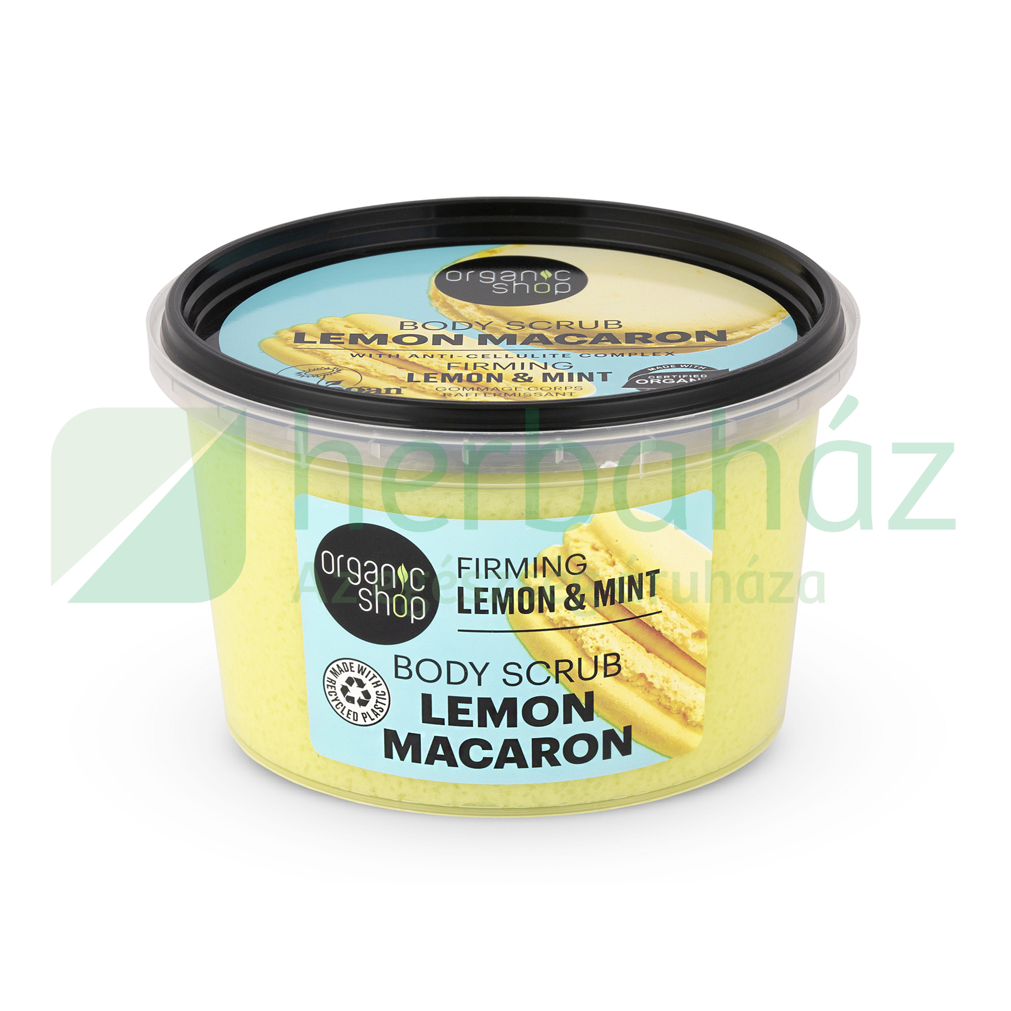 ORGANIC SHOP LEMON MACARON FESZESÍTŐ TESTRADÍR CITROMMAL ÉS MENTÁVAL 250ML