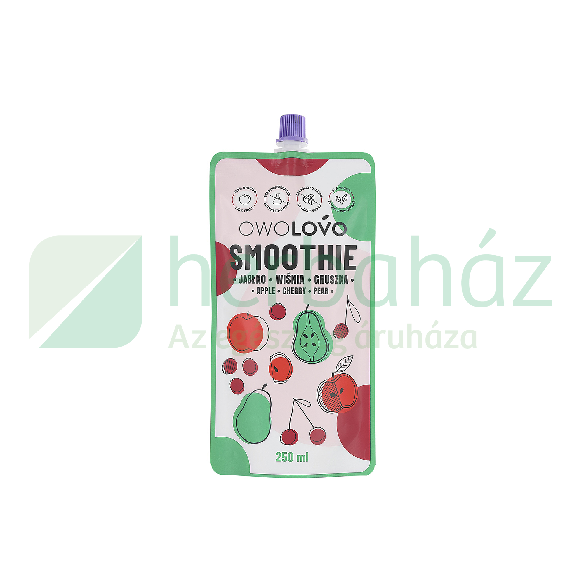 OWOLOVO SMOOTHIE ALMA-CSERESZNYE-KÖRTE 250ML