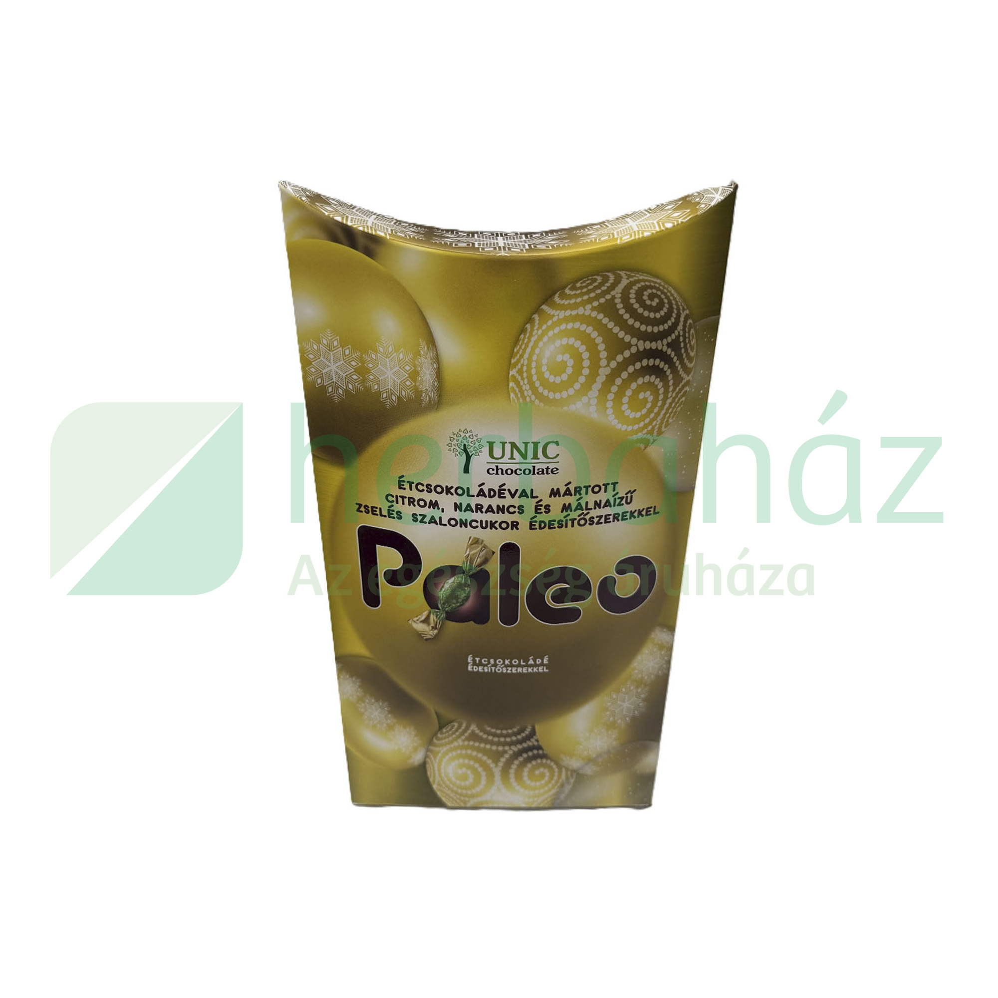 PALEO ÉTCSOKOLÁDÉVAL MÁRTOTT VEGYES GYÜMÖLCSÍZŰ ZSELÉS SZALONCUKOR ÉDESÍTŐSZEREKKEL 220G