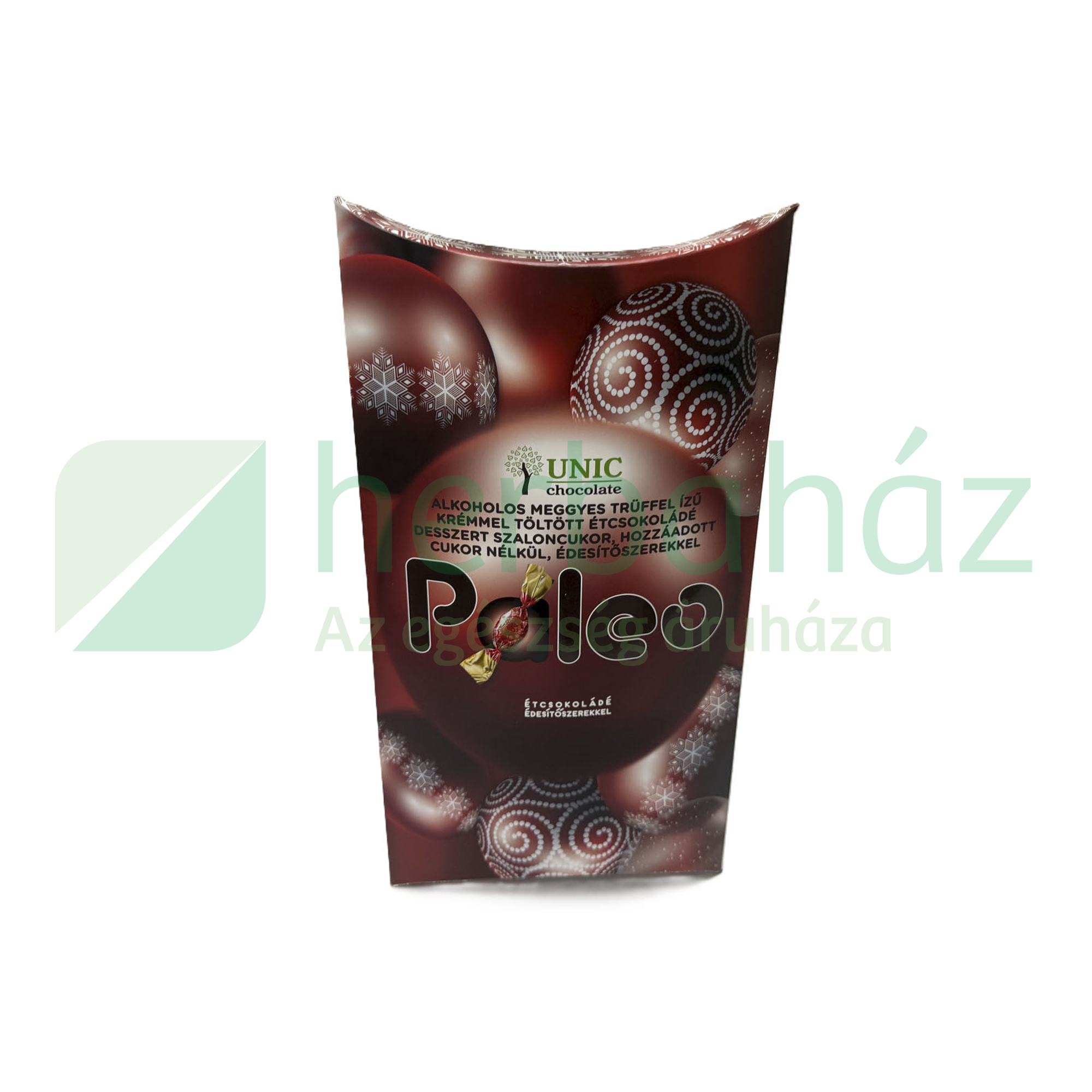PALEO MEGGYES TRÜFFEL ÍZŰ KRÉMMEL TÖLTÖTT ÉTCSOKOLÁDÉ SZALONCUKOR ÉDESÍTŐSZERREL LM 220G