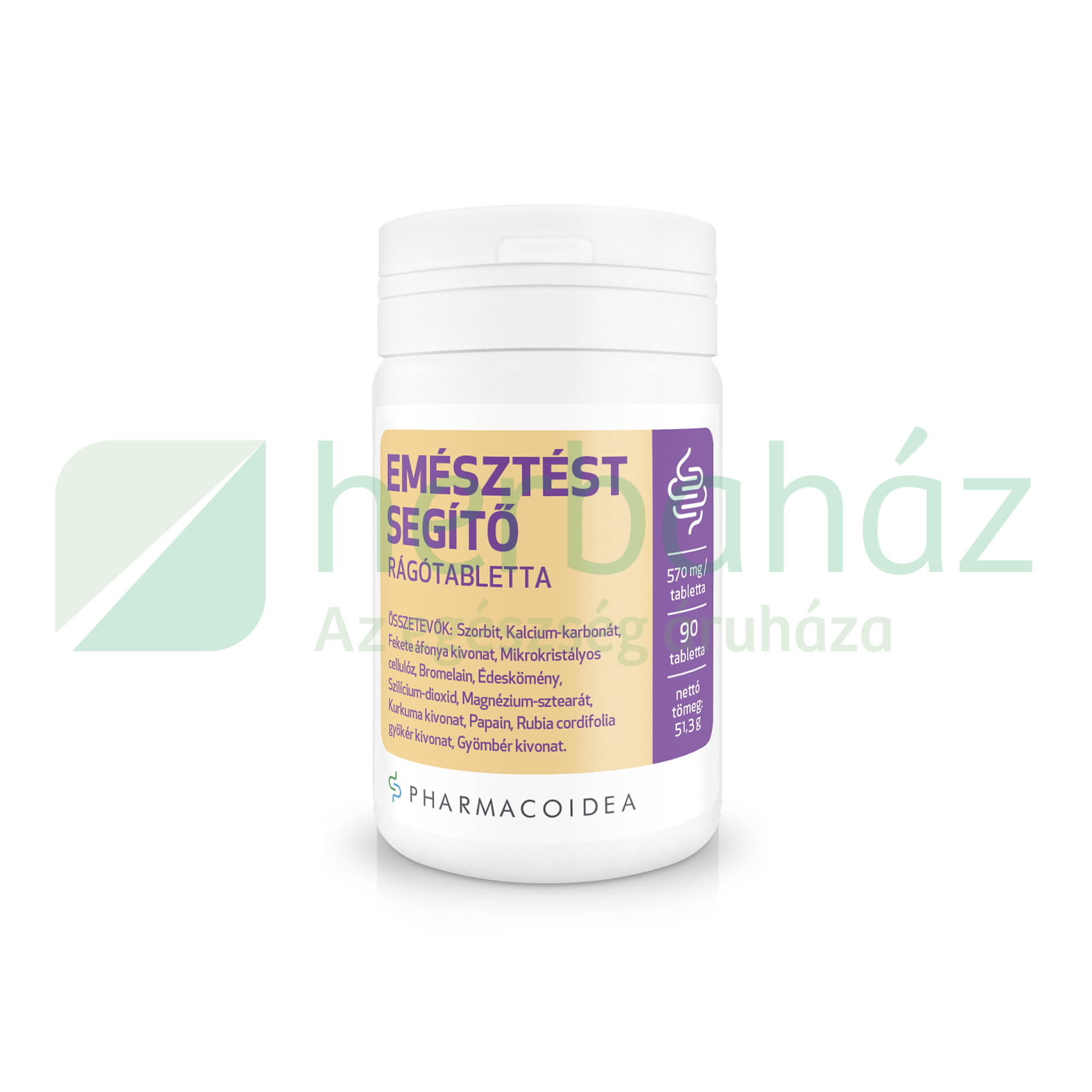 PHARMACOIDEA EMÉSZTÉST SEGÍTŐ RÁGÓTABLETTA 90DB