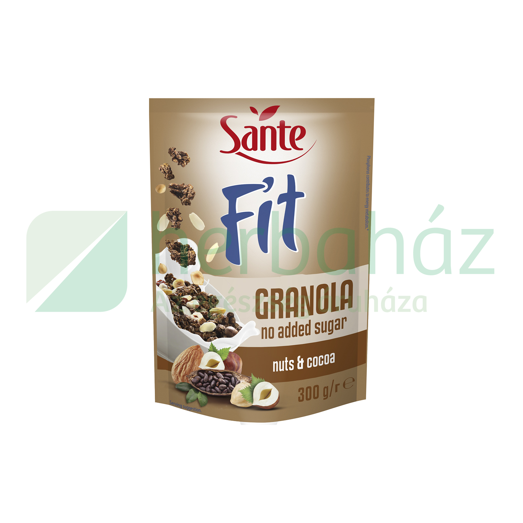 SANTE FIT GRANOLA DIÓFÉLÉKKEL, KAKAÓVAL, HOZZÁADOTT CUKOR NÉLKÜL 300G