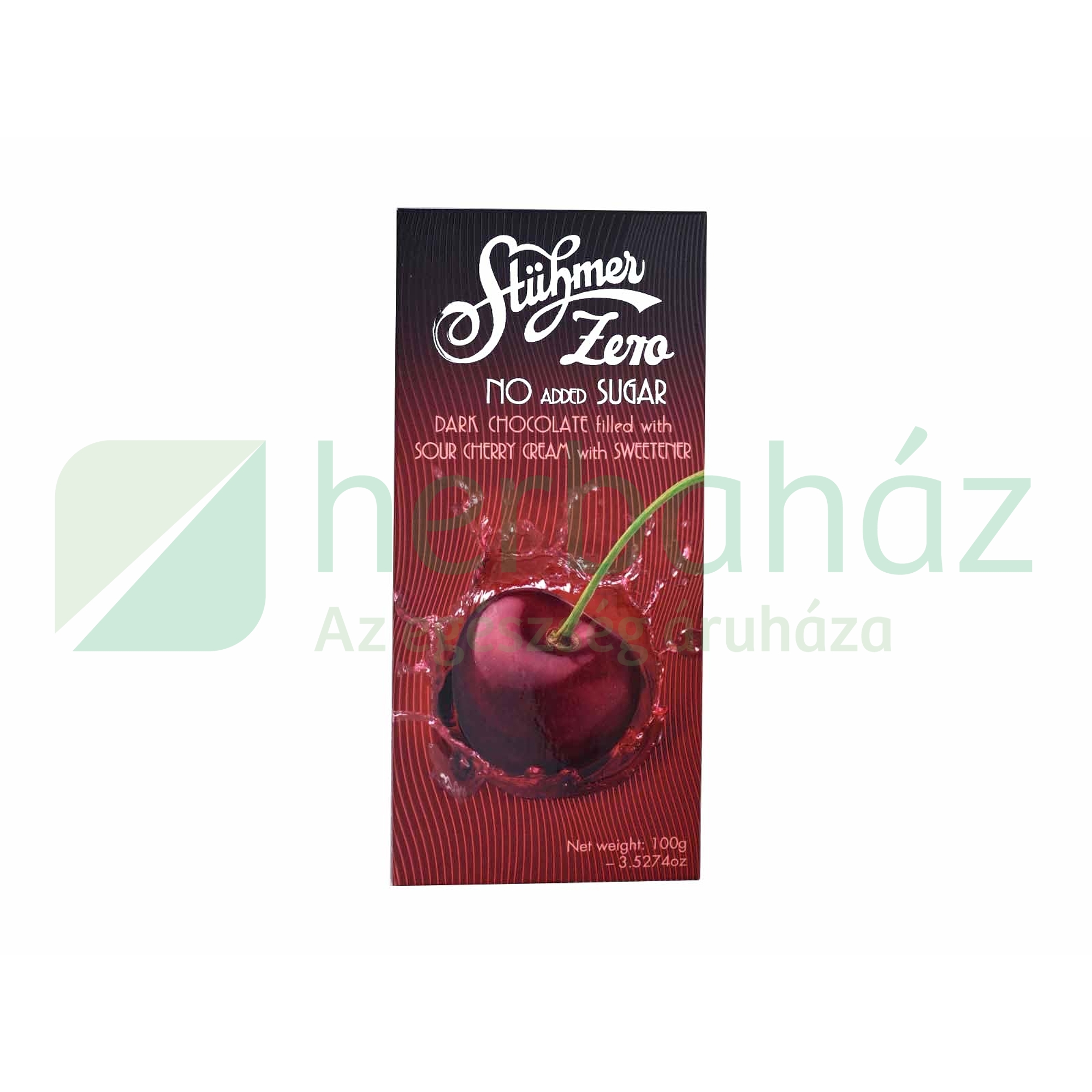 STÜHMER ZERO MEGGYKRÉMMEL TÖLTÖTT ÉTCSOKOLÁDÉ ÉDESÍTŐSZERREL 100G