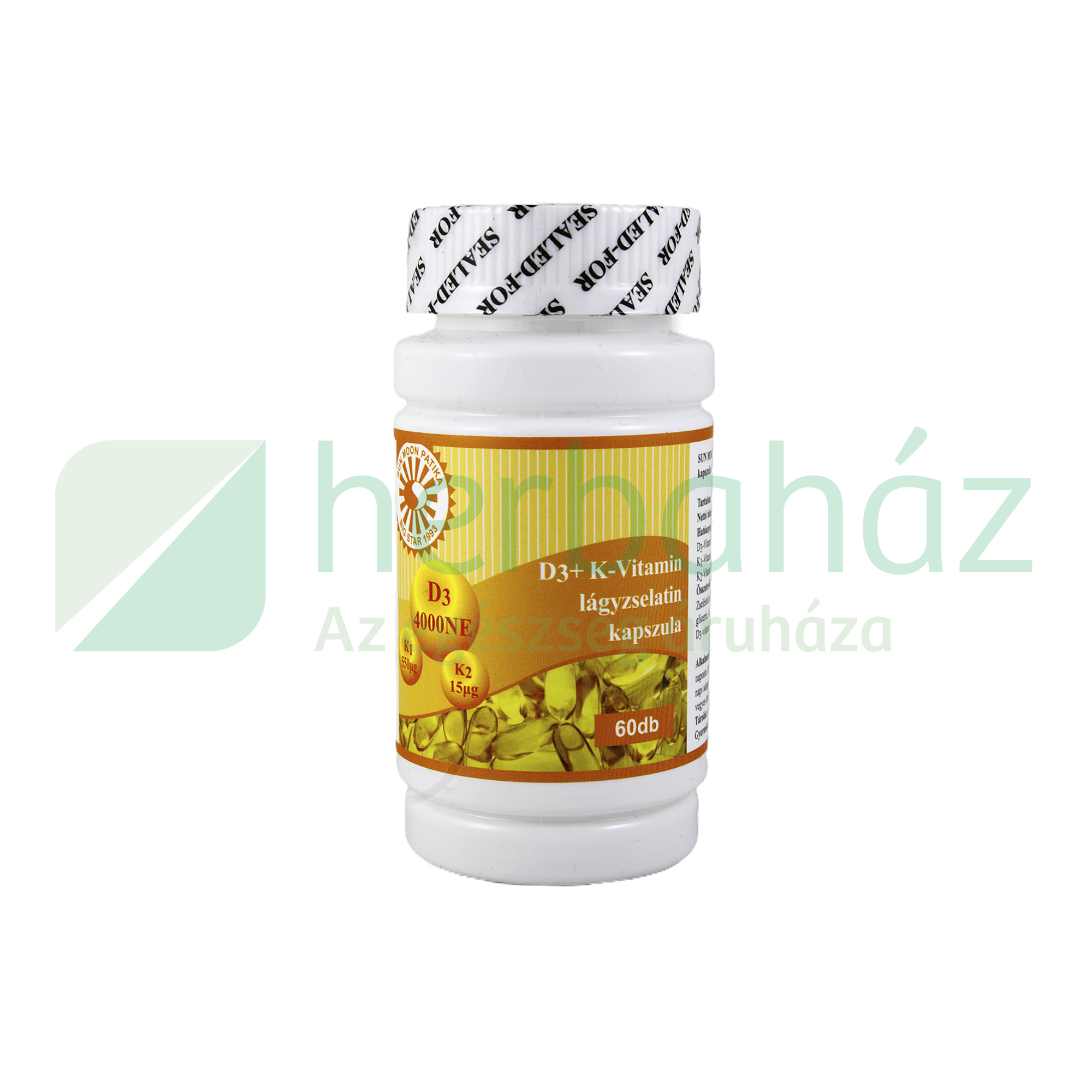 SUN MOON D3+K-VITAMIN LÁGYZSELATIN KAPSZULA 60DB