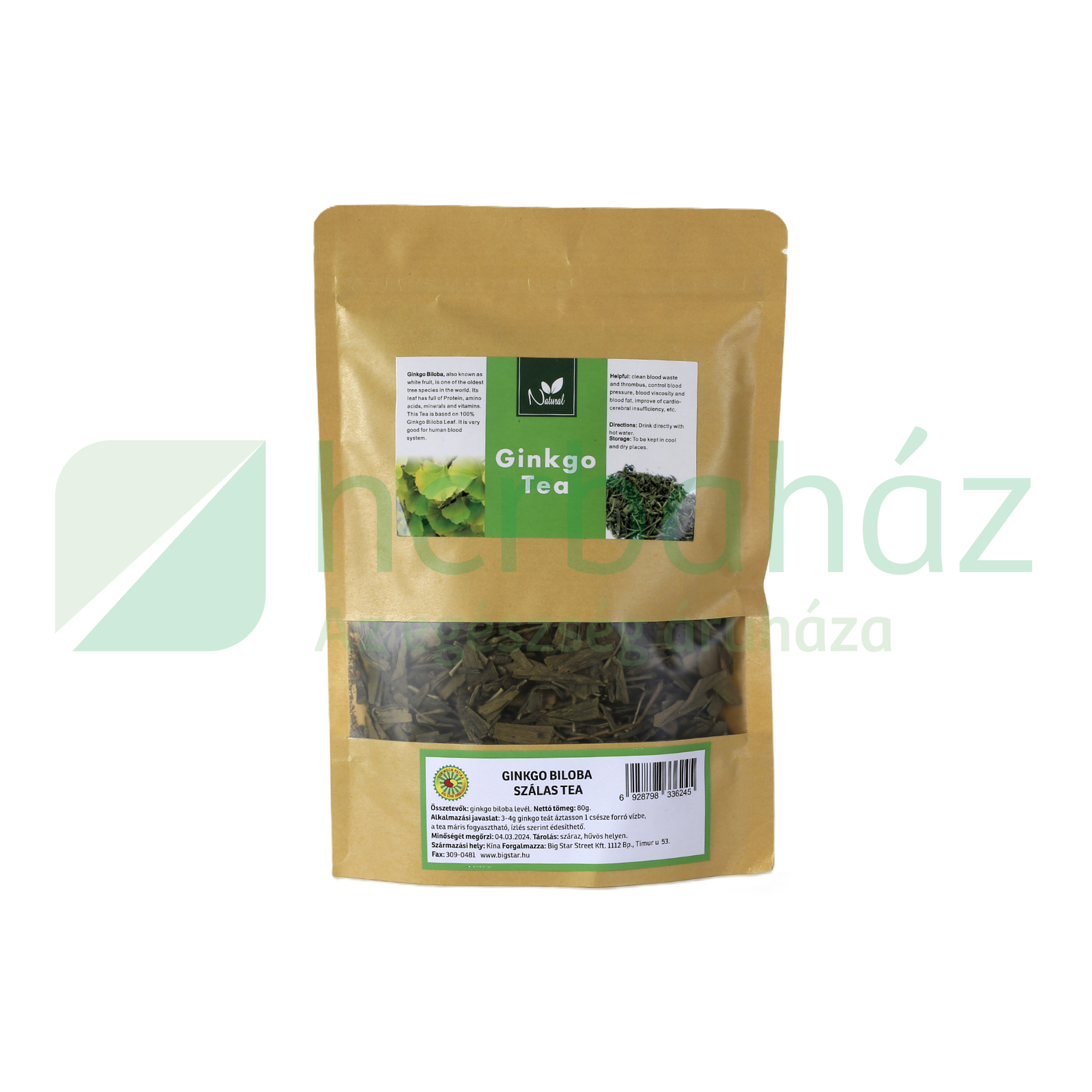 SUN MOON GINKGO BILOBA TEA SZÁLAS 80G