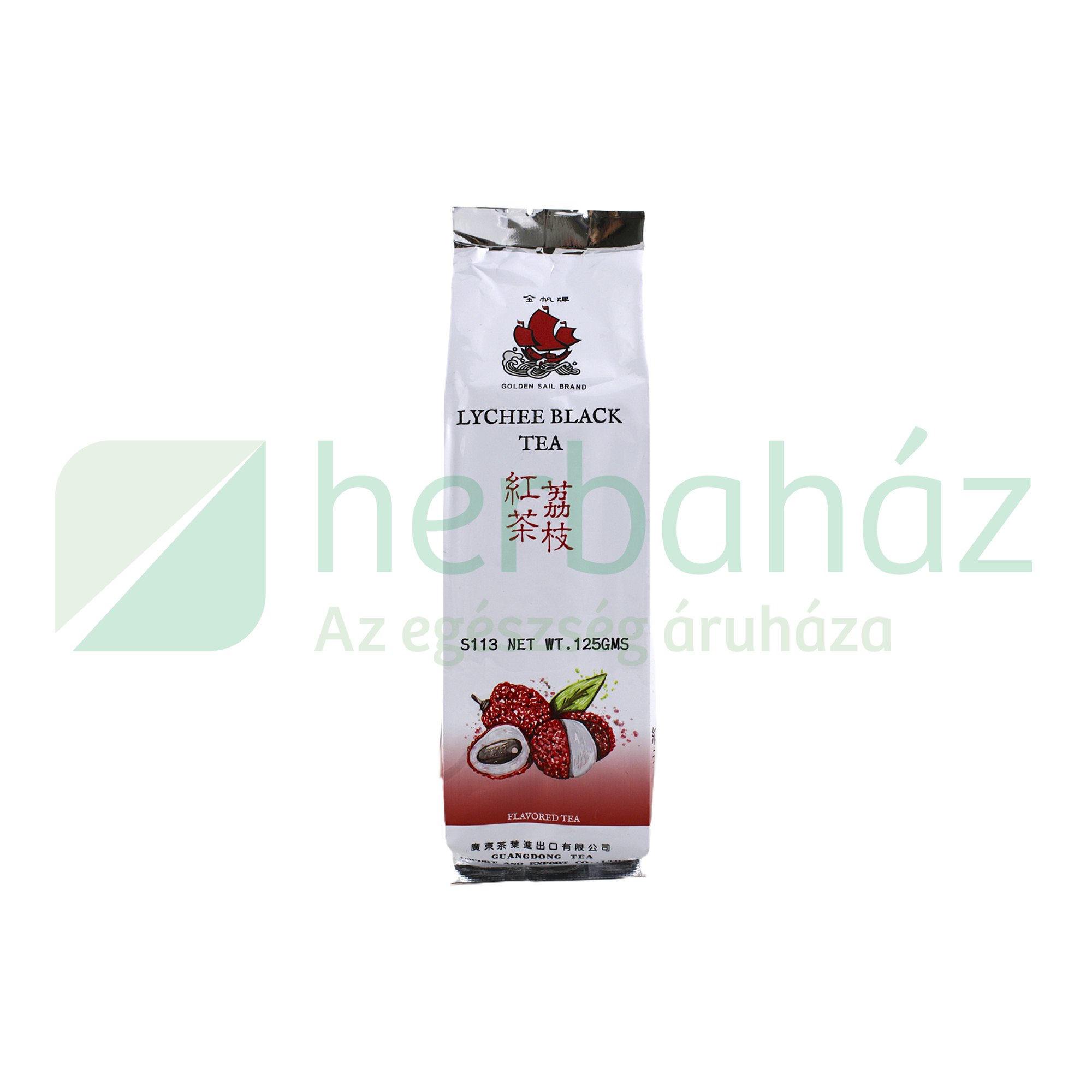 SUN MOON GOLDEN SAIL FEKETE TEA LICSI GYÜMÖLCS KIVONATTAL, SZÁLAS 125G