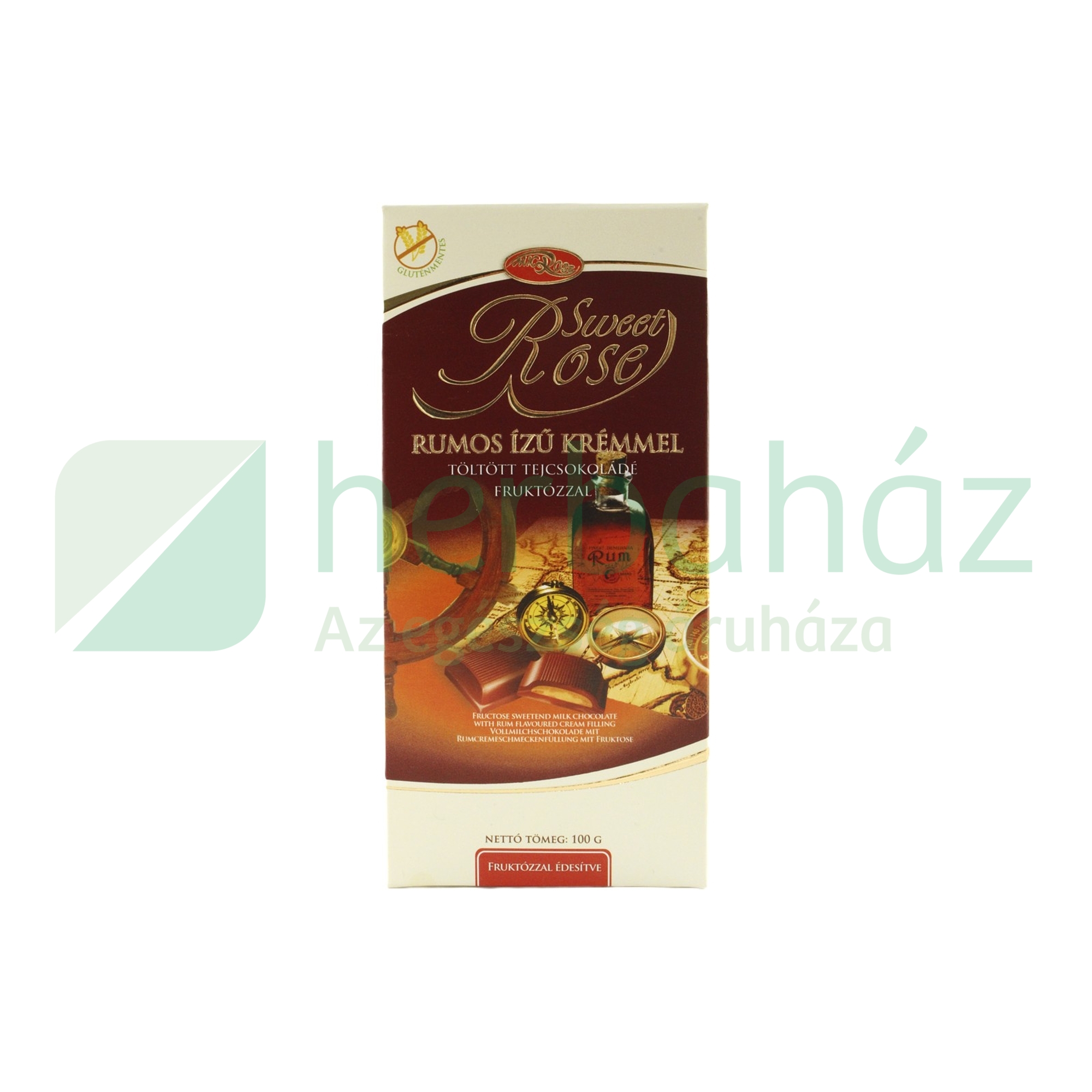 SWEET ROSE TÖLTÖTT RUMOS TEJCSOKI FRUKTÓZZAL 100G