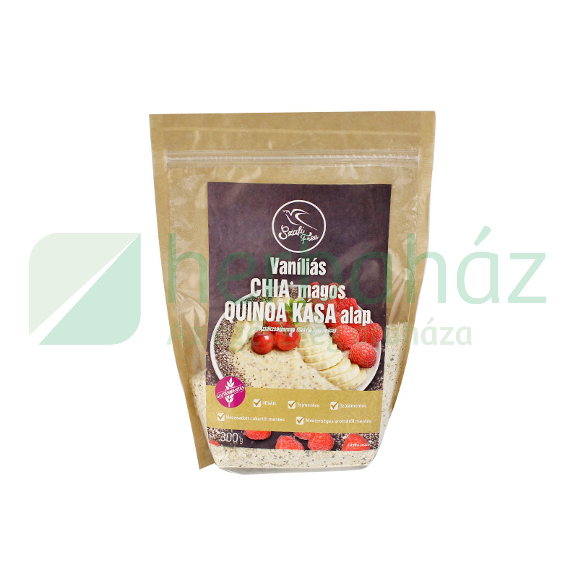 SZAFI FREE GLUTÉNMENTES REGGELIZŐ VANÍLIÁS CHIA MAGOS QUINOA KÁSA ALAP 300G