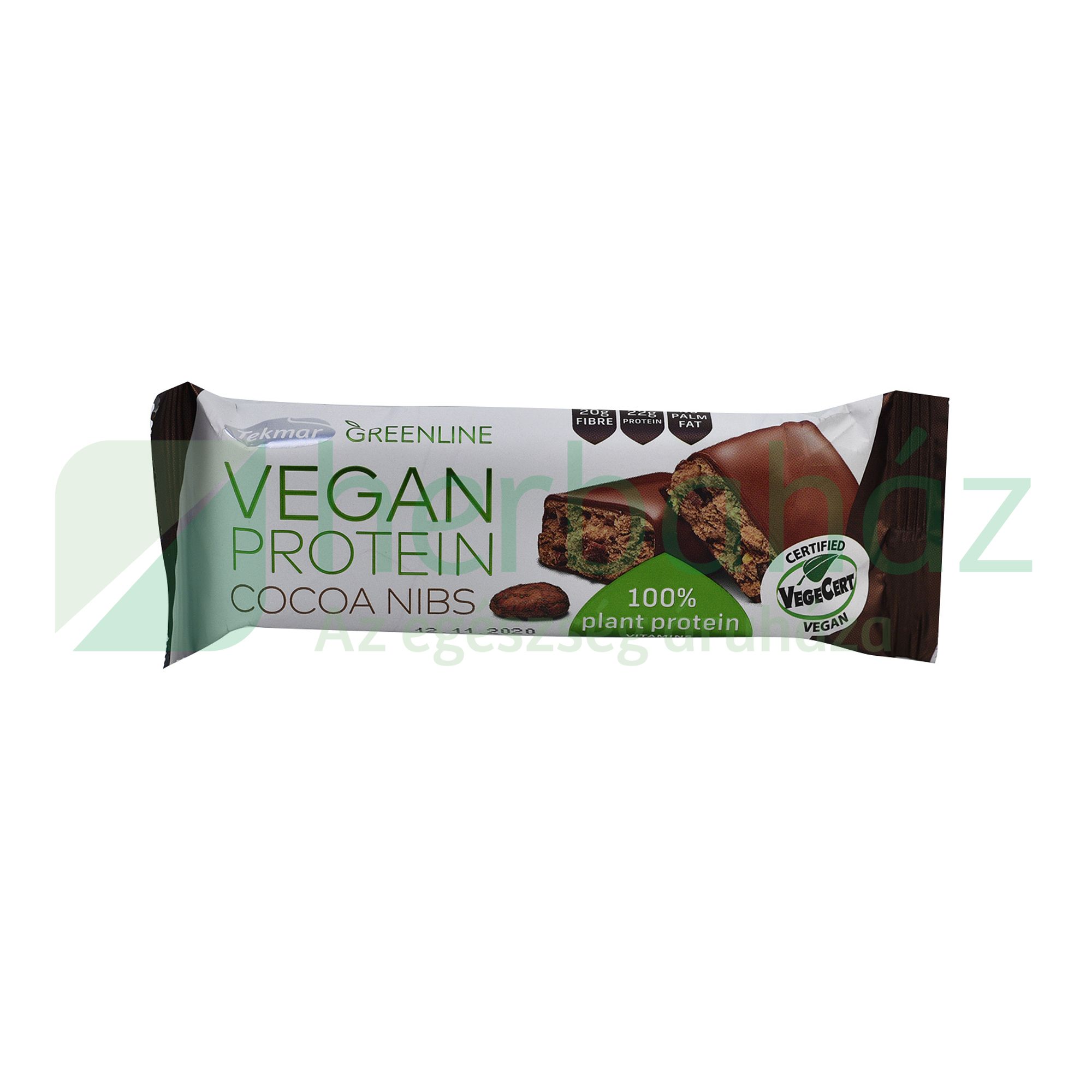 TEKMAR GREENLINE VEGÁN NÖVÉNYI PROTEIN SZELET KAKAÓBABOS 40G