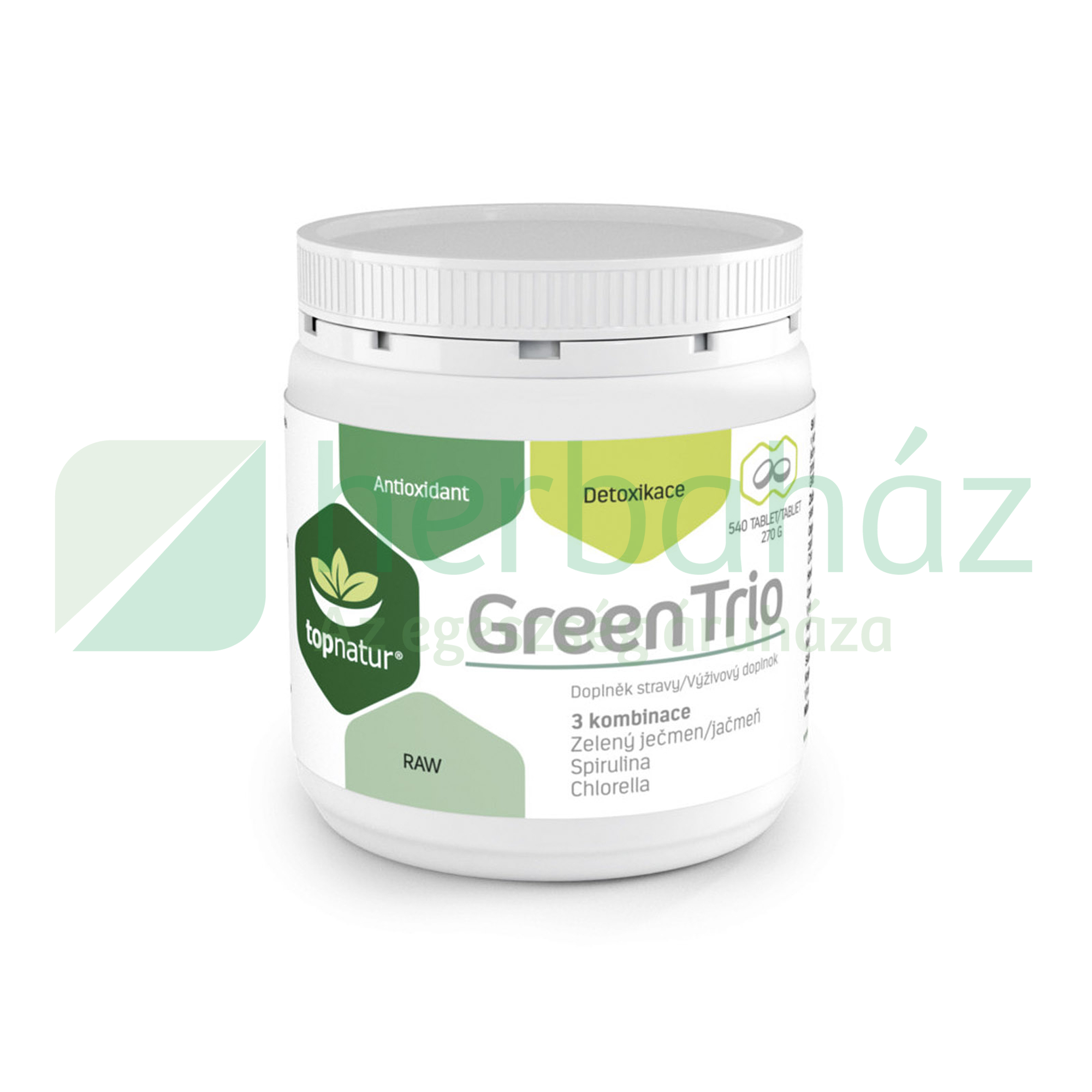 TOPNATUR GREEN TRIO CHLORELLA-SPIRULINA-ZÖLDÁRPA TABLETTA 540DB