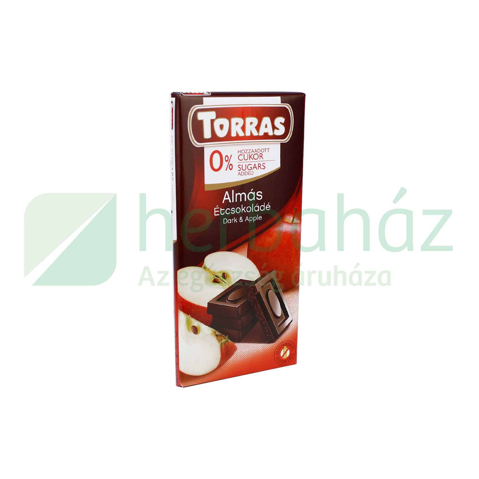 TORRAS HOZZÁADOTT CUKOR NÉLKÜL ÉTCSOKOLÁDÉ ALMÁS 75G