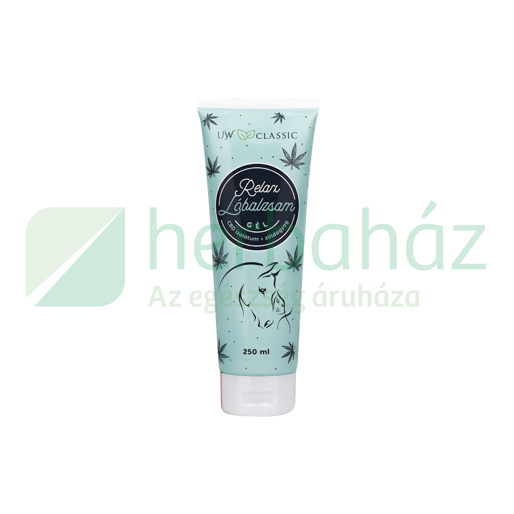 UW CLASSIC LÓBALZSAM RELAX GÉL CBD IZOLÁTUM ÉS ZÖLDAGYAG TUBUSOS 250ML