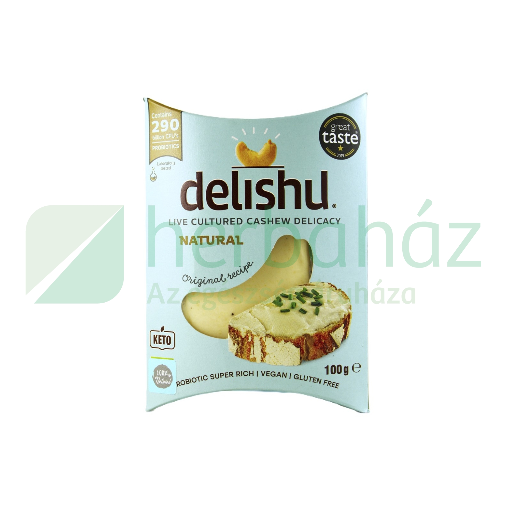 VEGÁN DELISHU KESUDIÓBÓL KÉSZÜLT FRISS SAJT JELLEGŰ KÉSZÍTMÉNY, NATÚR 100G[H]