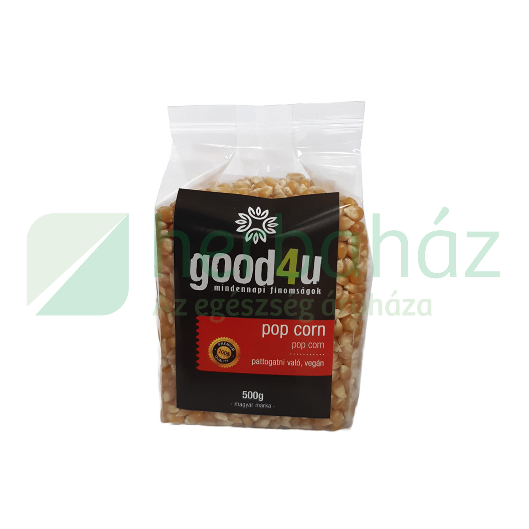 VEGAN GOOD4U MINDENNAPI FINOMSÁGOK POPCORN, PATTOGTATNI VALÓ 500G