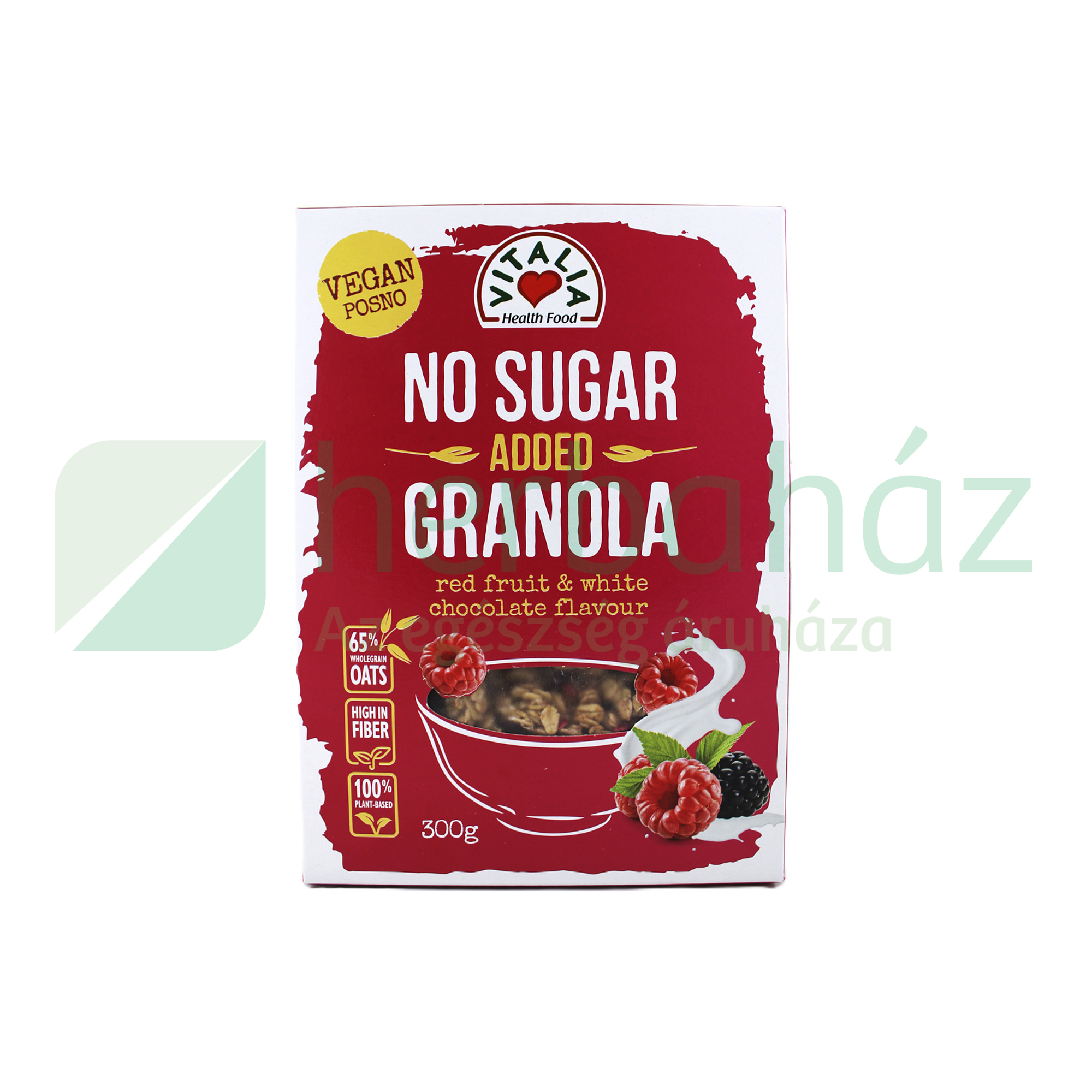 VEGAN VITALIA GRANOLA FEHÉR CSOKOLÁDÉVAL, PIROS GYÜMÖLCSÖKKEL HCN 300G