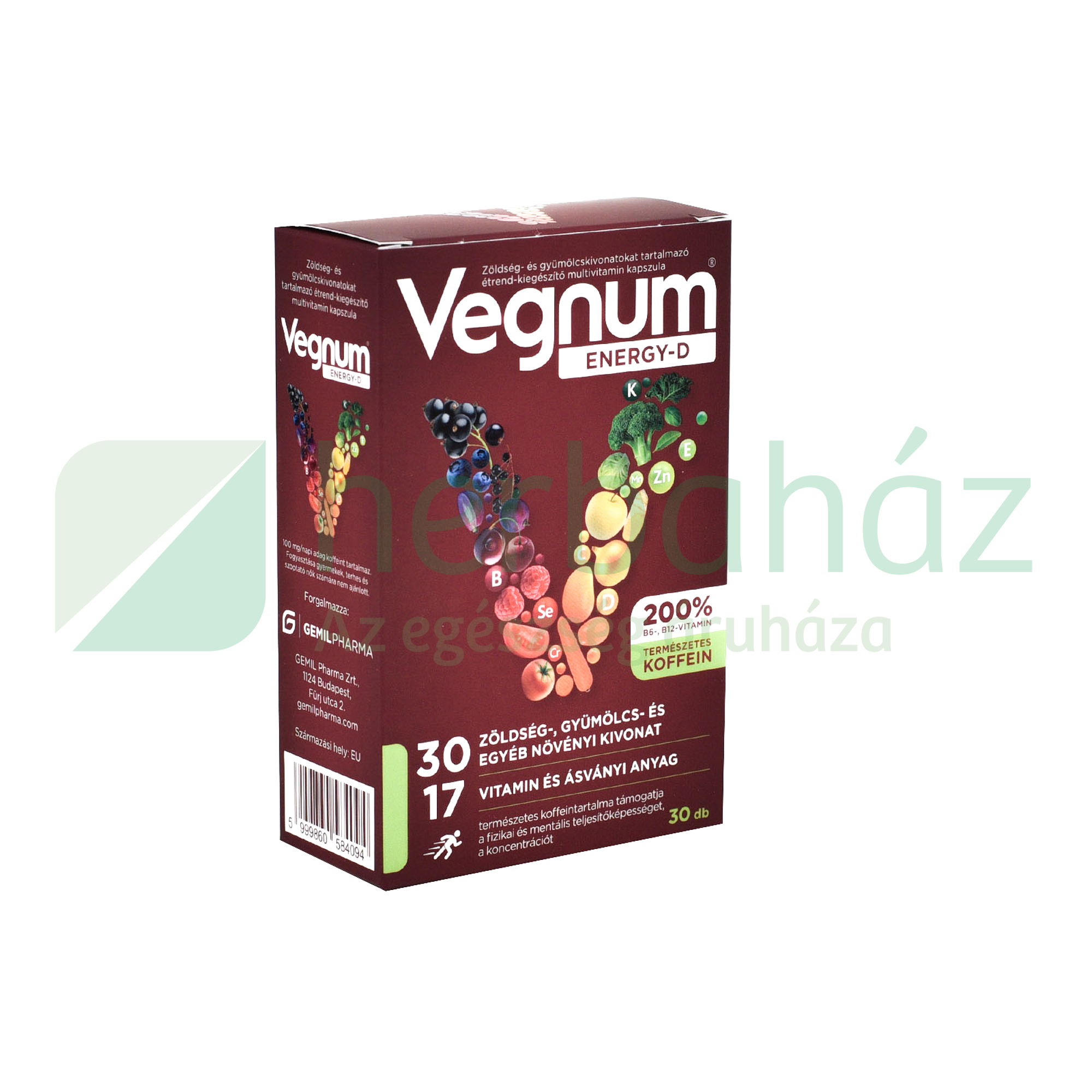 VEGNUM ENERGY-D ÉTREND-KIEGÉSZÍTŐ MULTIVITAMIN 30DB