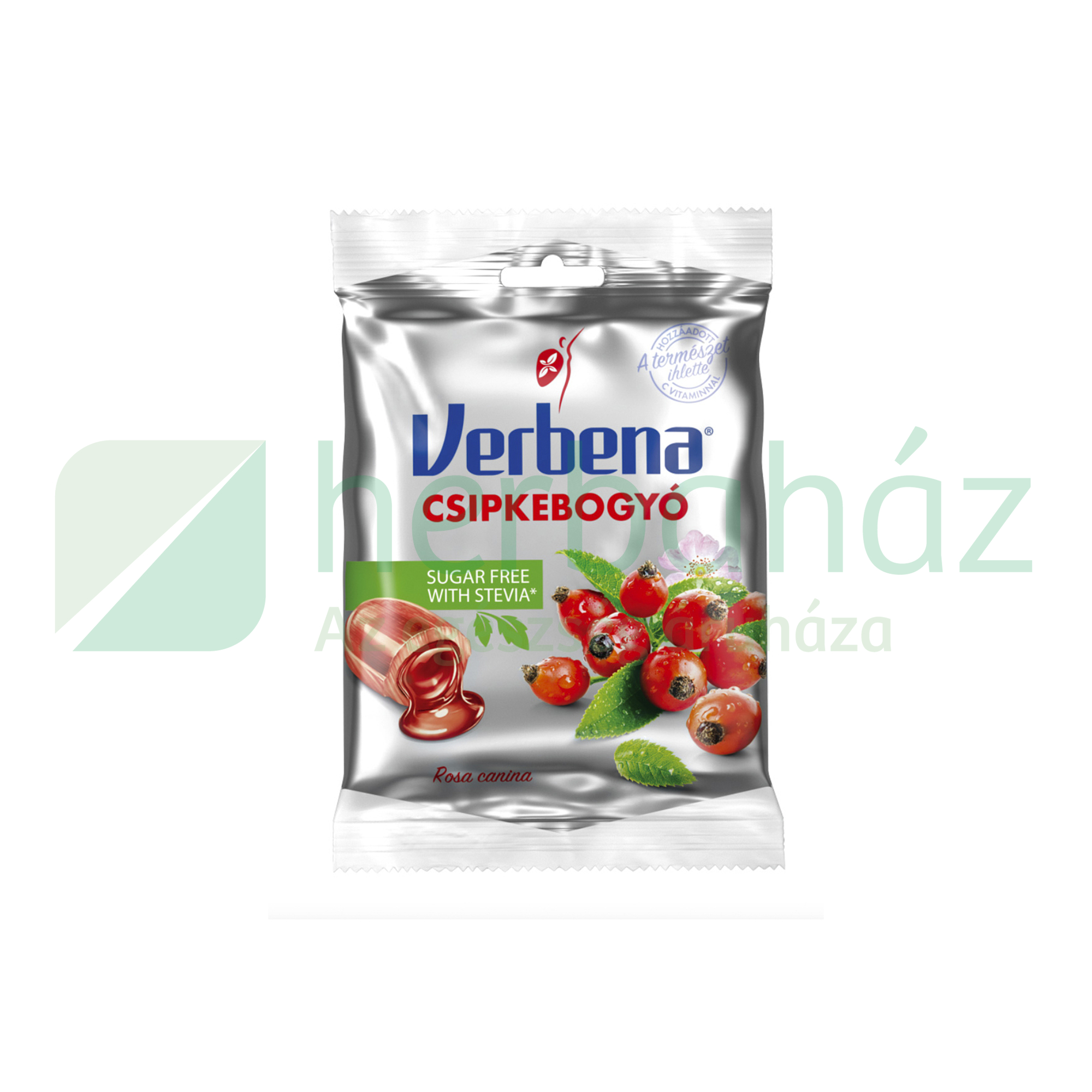 VERBENA GYÓGYNÖVÉNYES CUKORKA SUGAR FREE CSIPKEBOGYÓ 60G