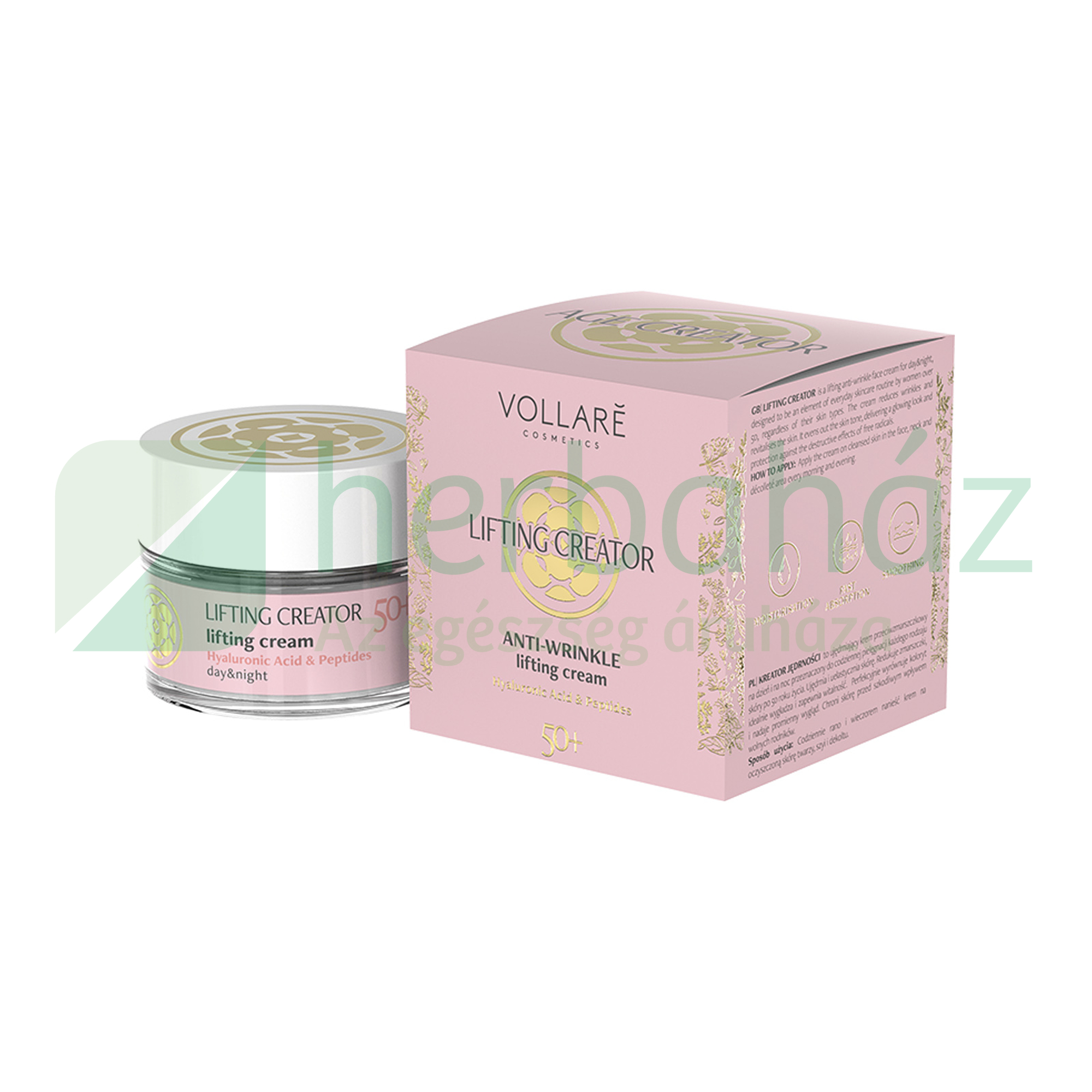 VOLLARÉ AGE CREATOR 50+ HYALURONSAVAS ÉS NÖVÉNYI PEPTIDES BŐRFESZESÍTŐ ARCKRÉM 50ML