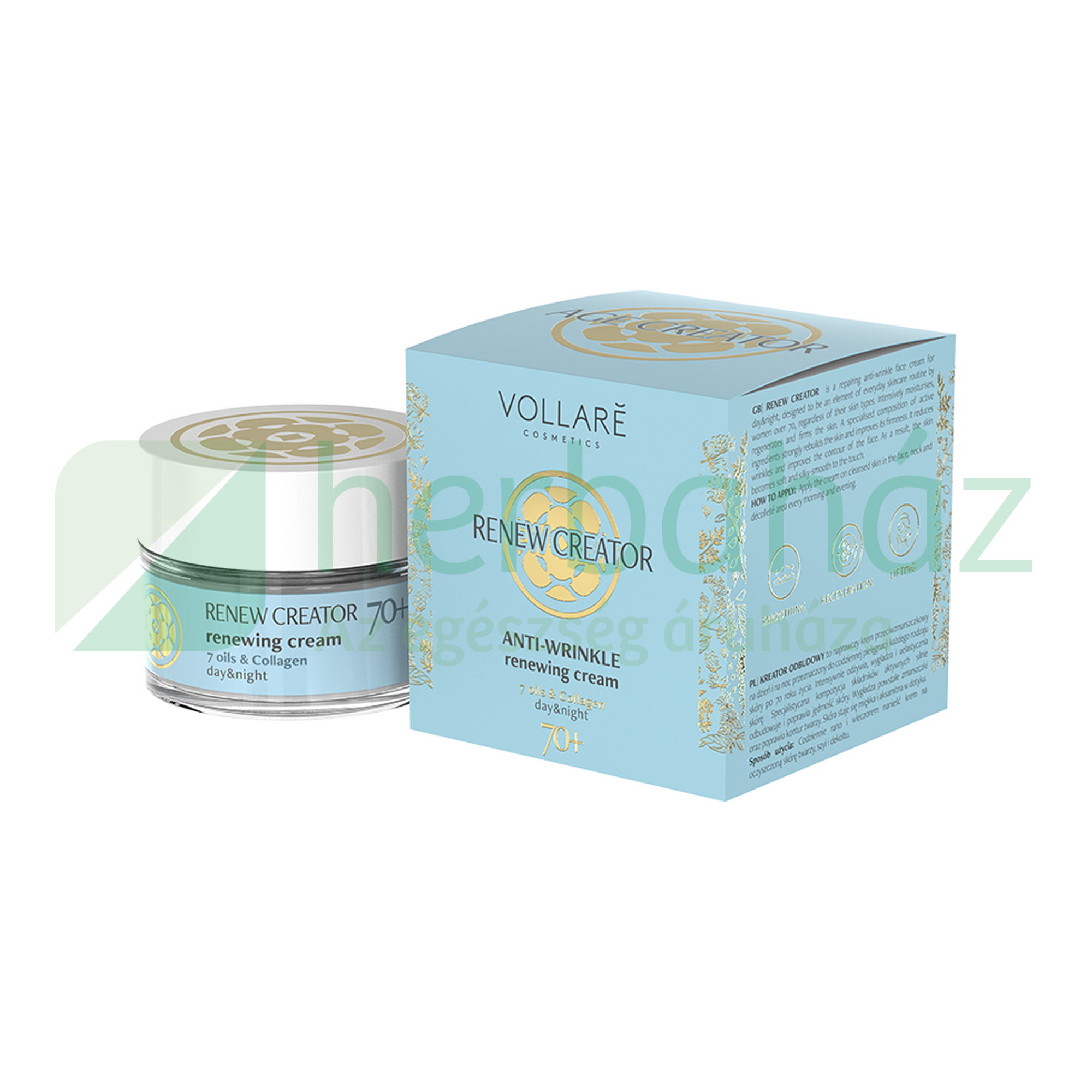 VOLLARÉ AGE CREATOR 70+ KOLLAGÉNES ARGÁN OLAJOS HYALURONSAVAS NÖVÉNYI BOTOXOS RÁNCTALANÍTÓ 50ML