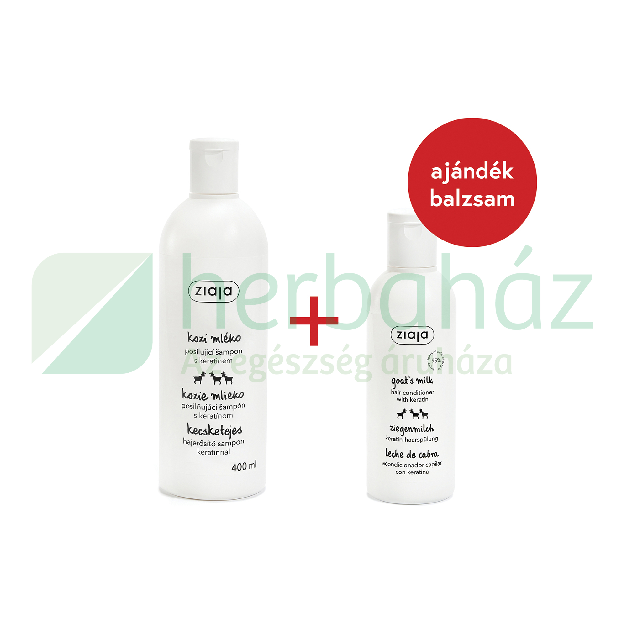 ZIAJA KECSKETEJES HAJERŐSÍTŐ SAMPON 400ML AJÁNDÉK HAJBALZSAMMAL (200ML) 1DB