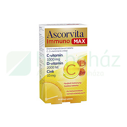 ASCORVITA IMMUNO MAX ÉTREND-KIEGÉSZÍTŐ C-, D-VITAMINNAL ÉS CINKKEL BEVONT TABLETTA 60DB