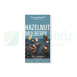 BIO BENJAMÍSSIMO CSOKOLÁDÉ MOGYORÓVAL ÉS FEHÉR EPERREL, CUKORMENTES, VEGAN, GM 60G