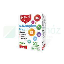 DR. HERZ XL B-KOMPLEX MAX+C-VITAMIN+INOZITOL+SZERVES CINK KAPSZULA 90DB