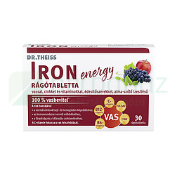 DR. THEISS IRON ENERGY RÁGÓTABLETTA ÉDESÍTŐSZEREKKEL ALMA-SZŐLŐ ÍZESÍTÉSŰ 30DB