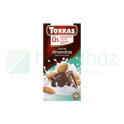 TORRAS HOZZÁADOTT CUKOR NÉLKÜL TEJCSOKOLÁDÉ MANDULÁS 75G